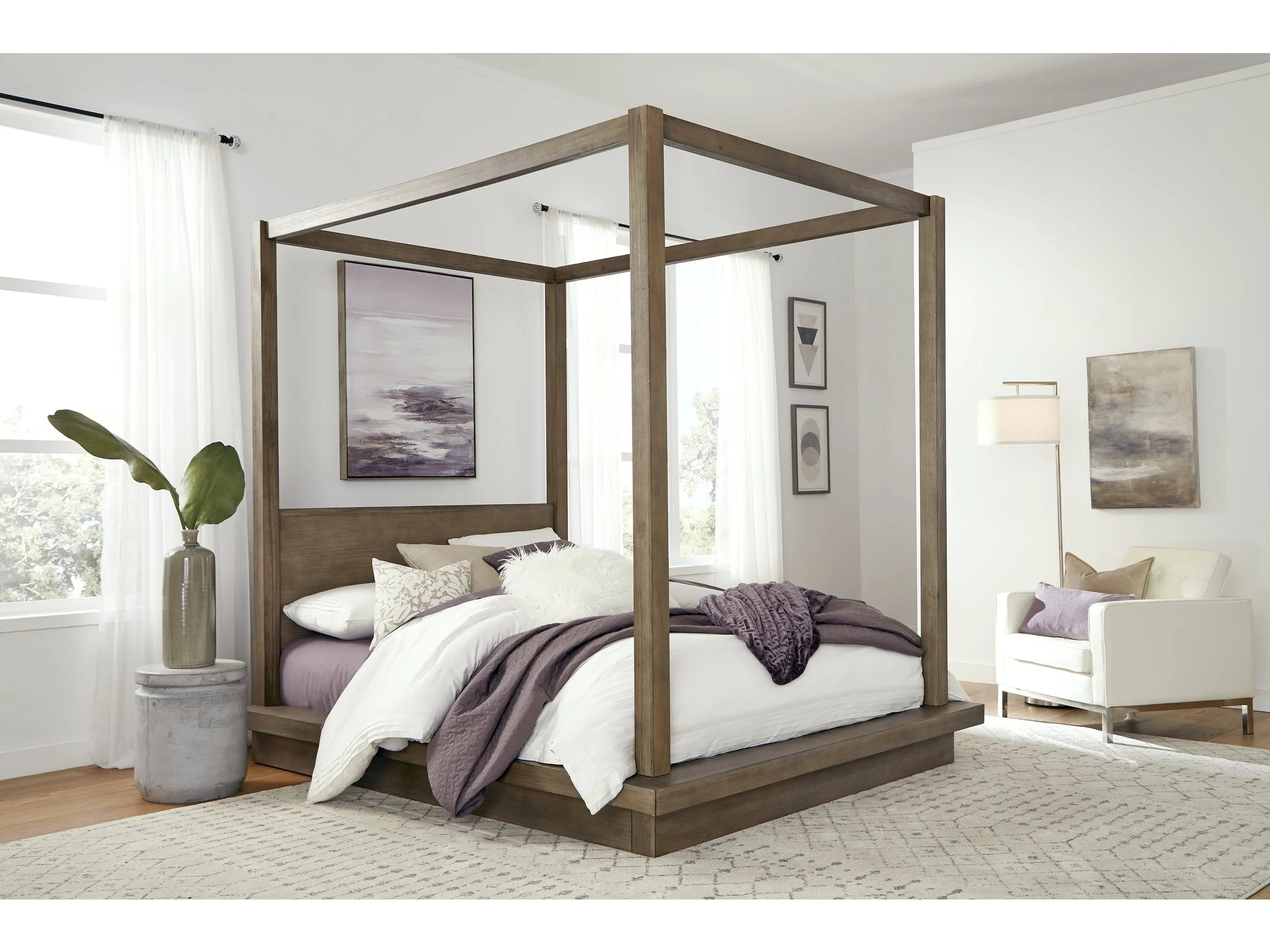 Melbourne Wood Eastern King Canopy Bed in Dark Pine