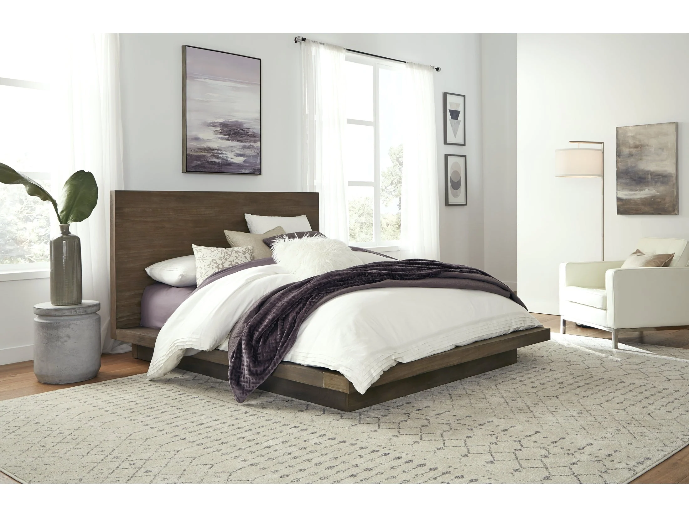 Melbourne Wood Full Platform Bed in Dark Pine