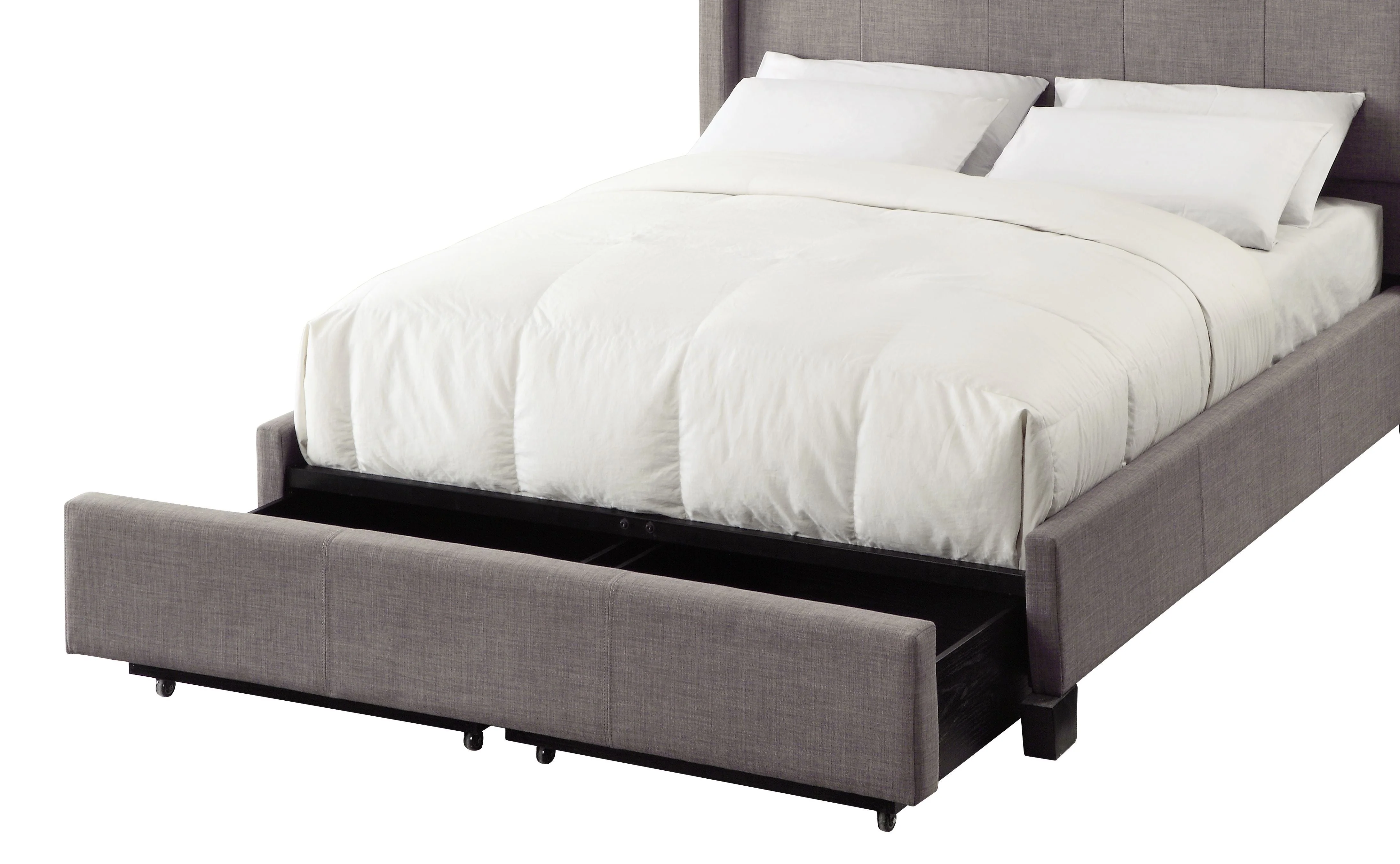 Melina California King Upholstered Footboard Storage Bed in Dolphin Linen - Image 7