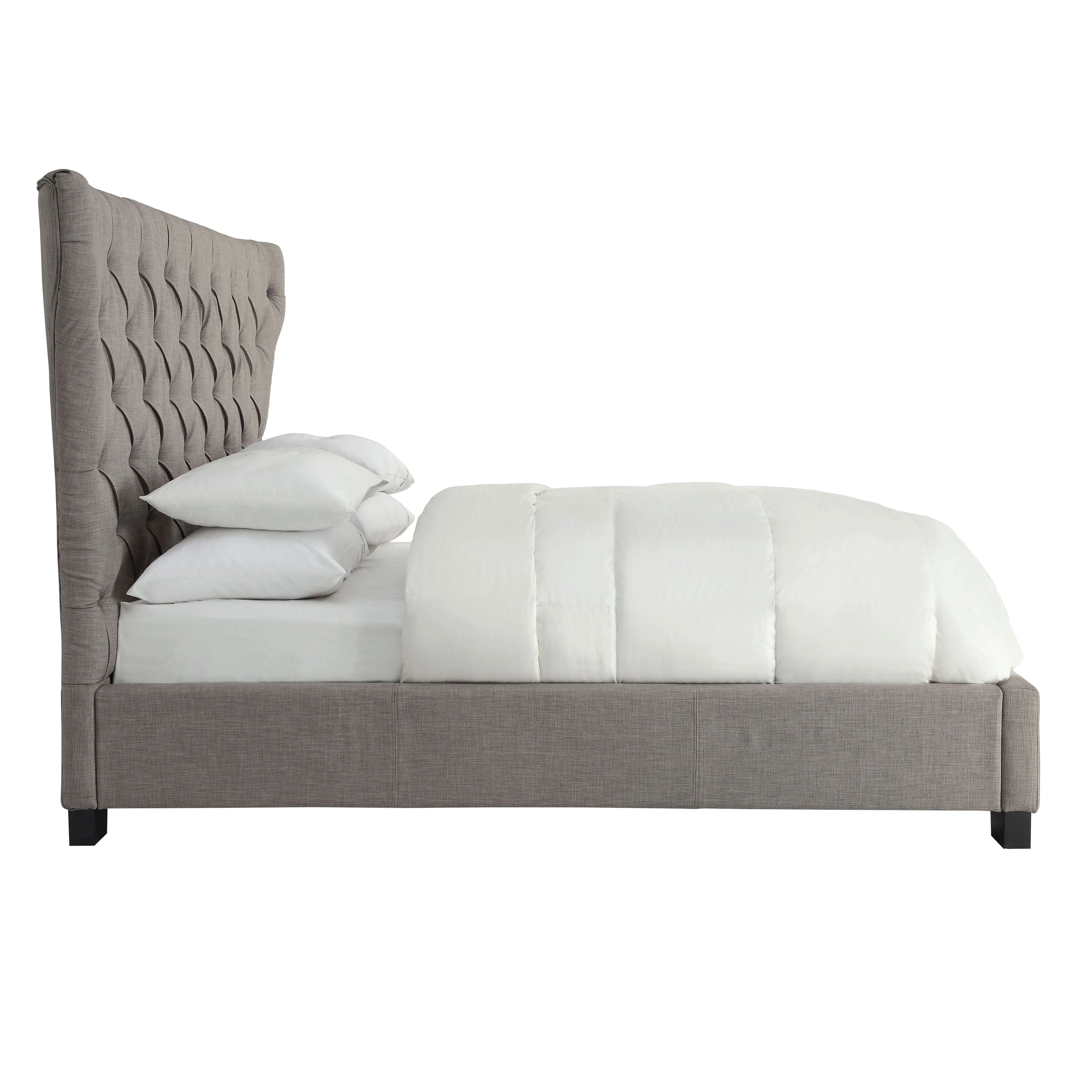 Melina California King Upholstered Platform Bed in Dolphin Linen - Image 7