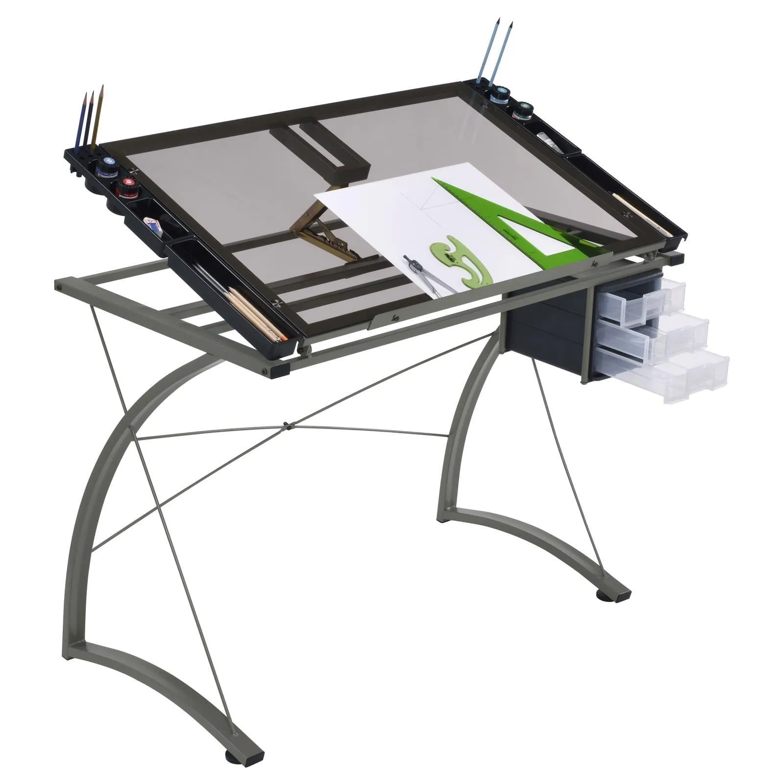 Melo Champagne 3-Drawer Drafting Desk - Image 6