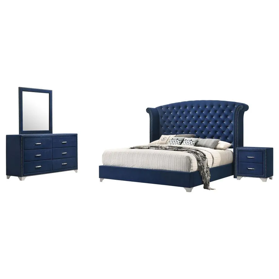 Melody Pacific Blue 5-Piece California King Tufted Upholstered Bedroom Set - Image 2