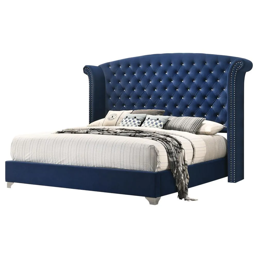 Melody Pacific Blue Upholstered Wingback Eastern King Bed - Image 2