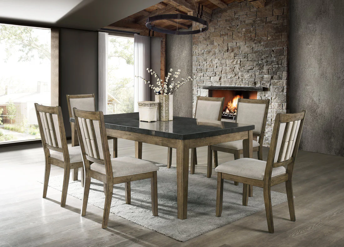 Melstone Genuine Marble 7-Piece Dining Set