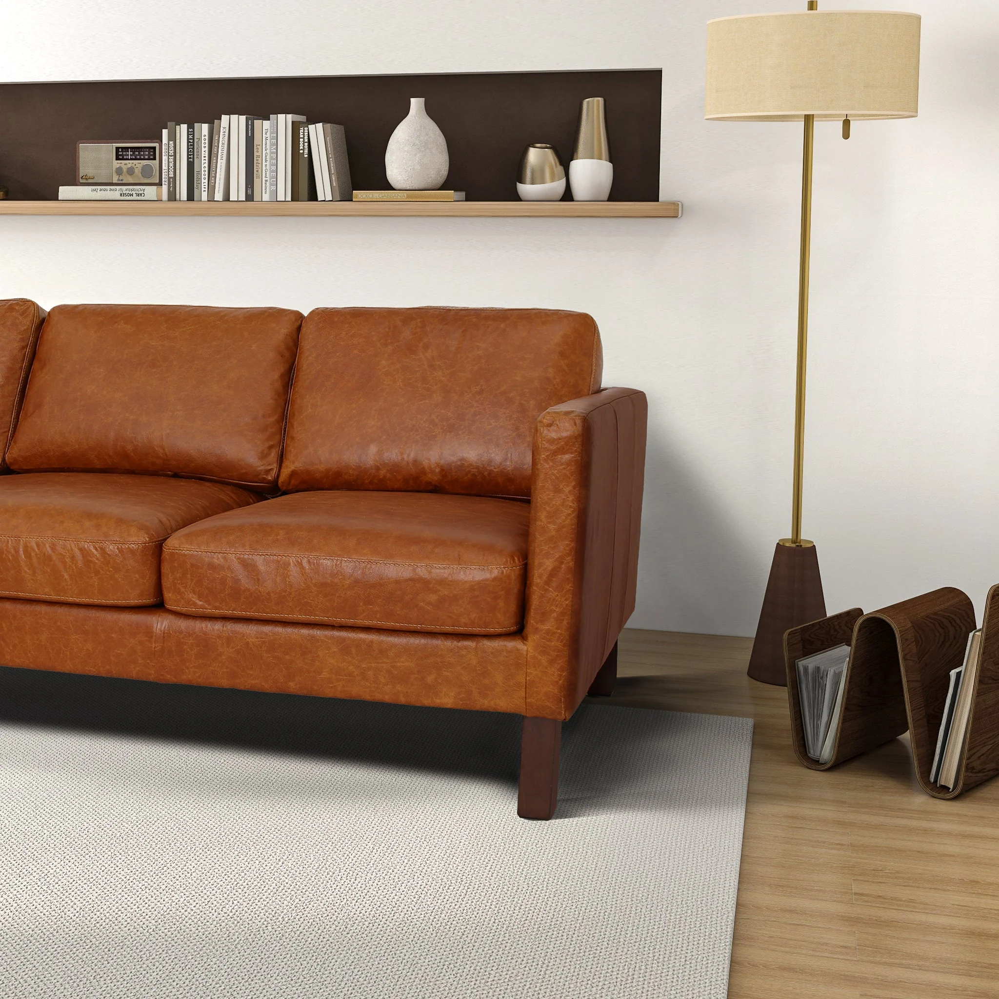 Memphis Waxy Cognac Leather Sofa - Image 4