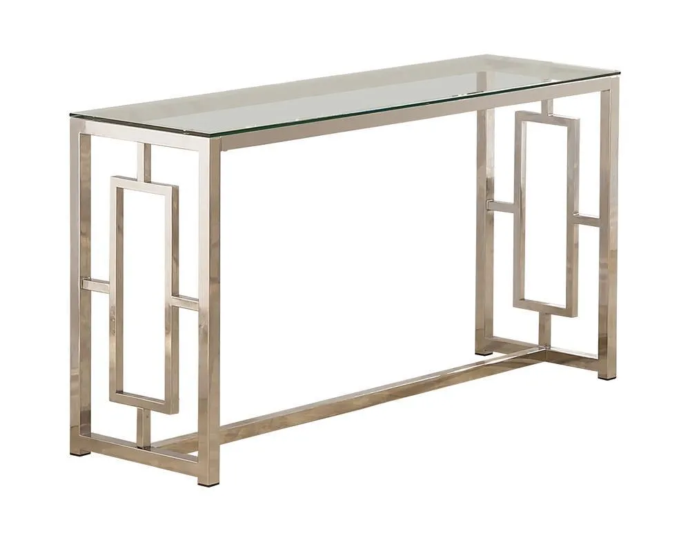 Merced Nickel Rectangle Glass Top Sofa Table - Image 3