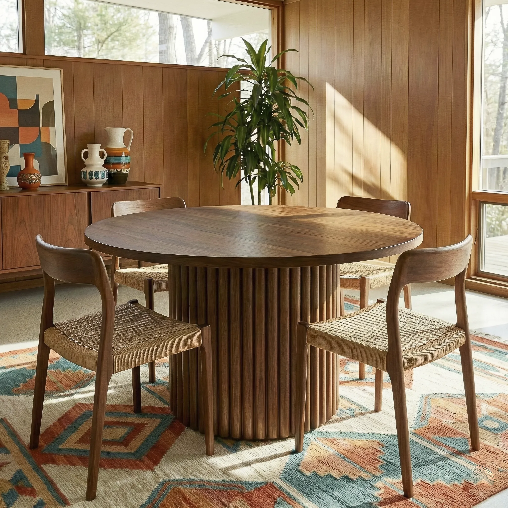 Merlin Solid Wood Walnut Round Dining Table - Image 2