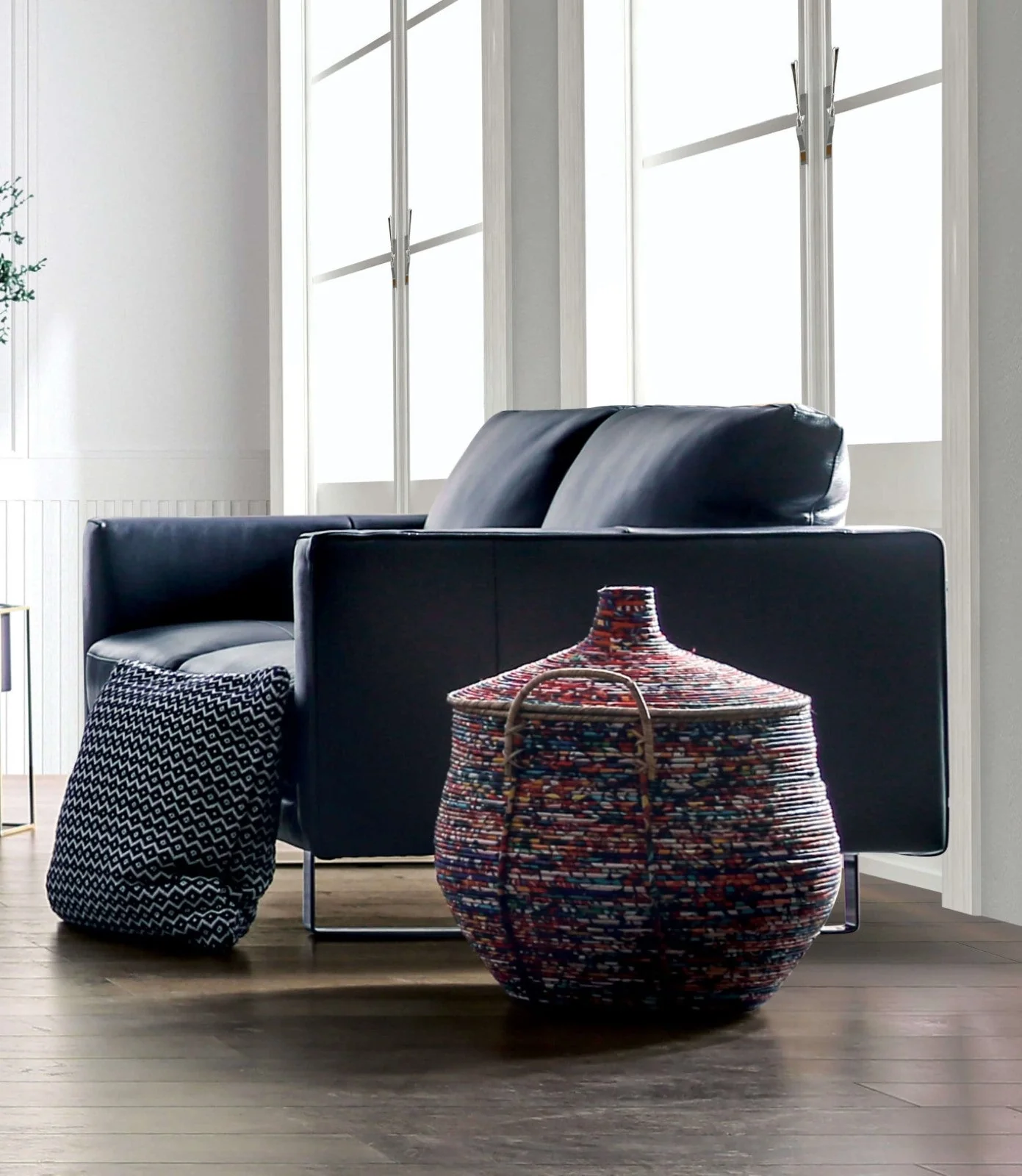 Mezzanotte Midnight Blue Real Italian Leather Sofa & Loveseat - Image 3
