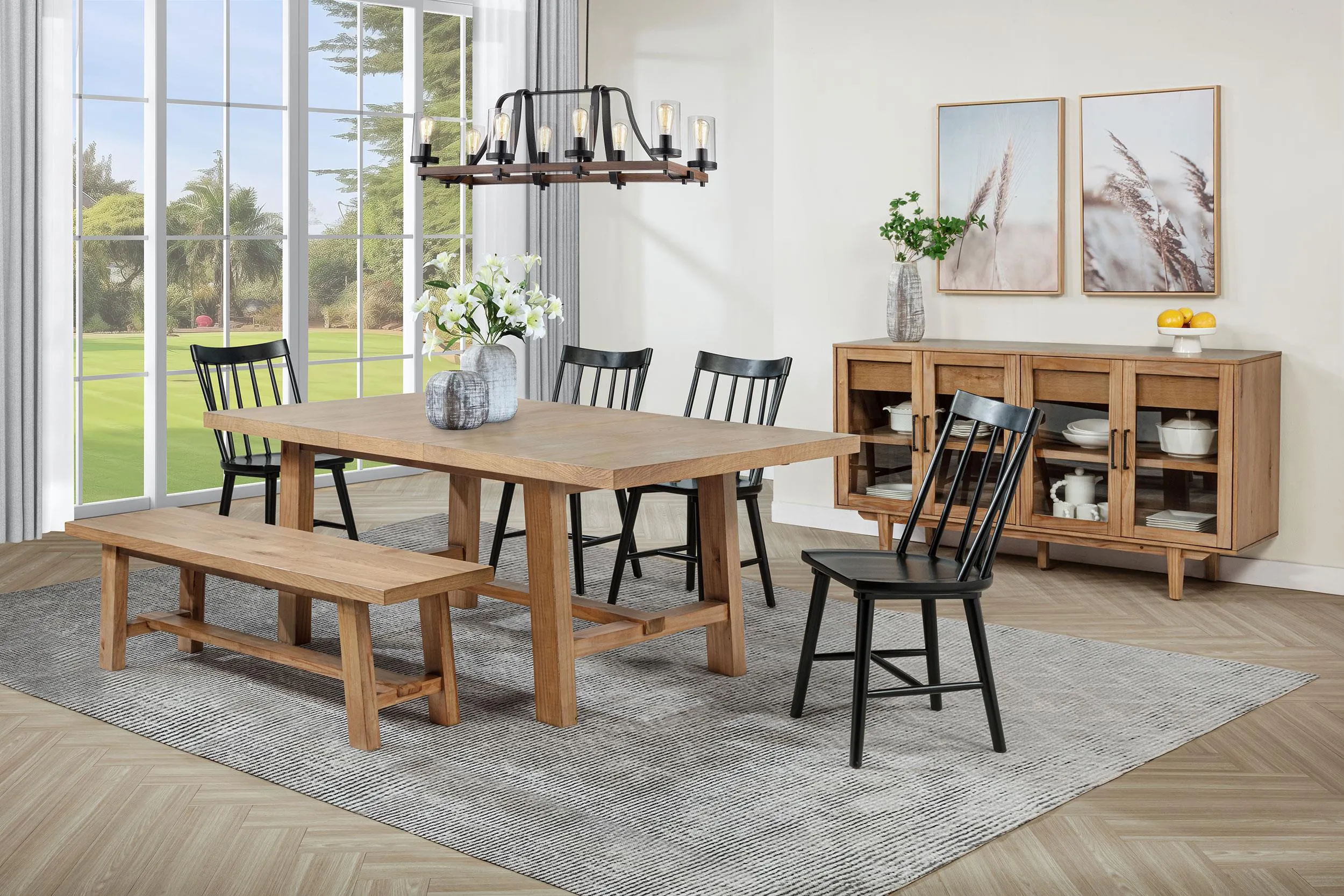 Middleton Natural Brown Wood Backless Dining Bench - Image 7