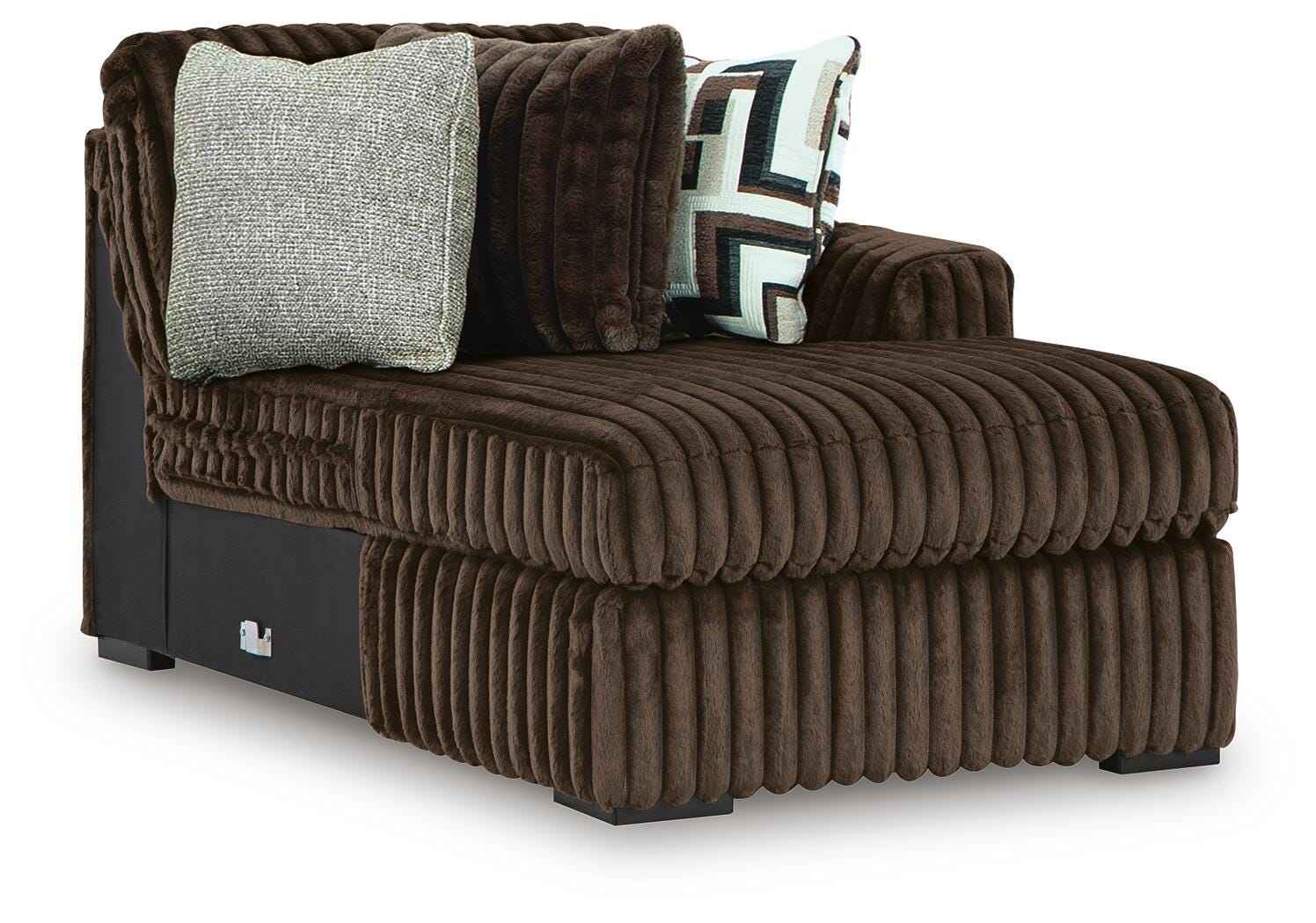 Midnight-Madness Chocolate 3-Piece Sectional with Ottoman - Image 24