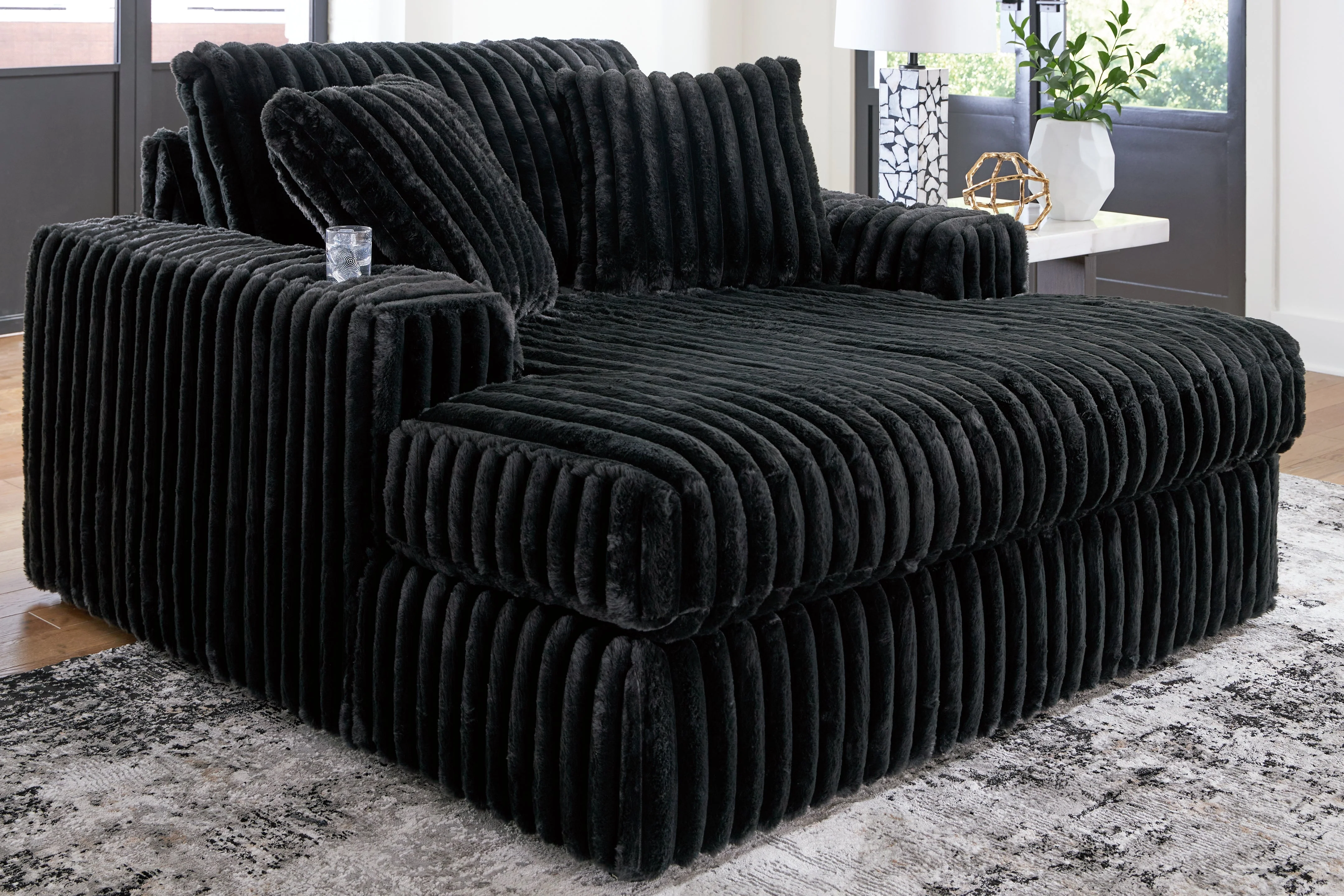 Midnight-Madness Onyx Oversized Chaise and Accent Ottoman - Image 11