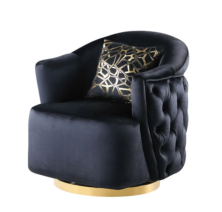 Mila Black Velvet Living Room Set - Image 2