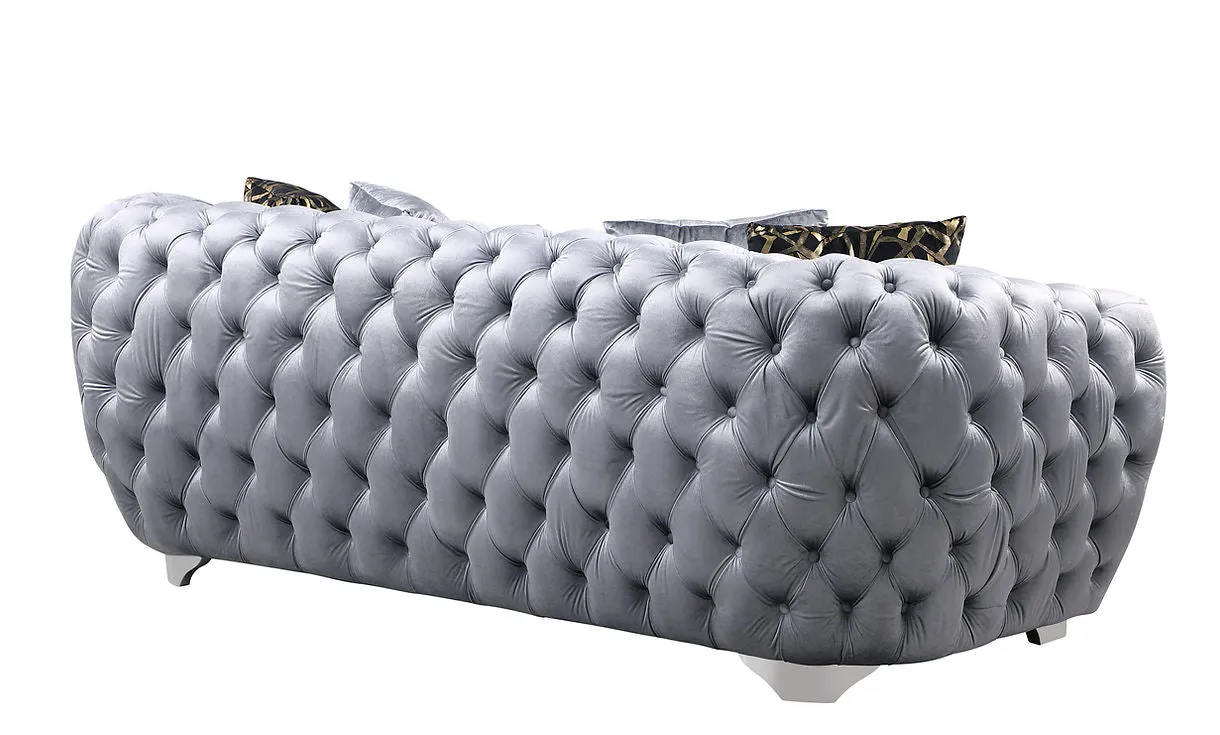 Mila Light Grey Velvet Living Room Set - Image 5