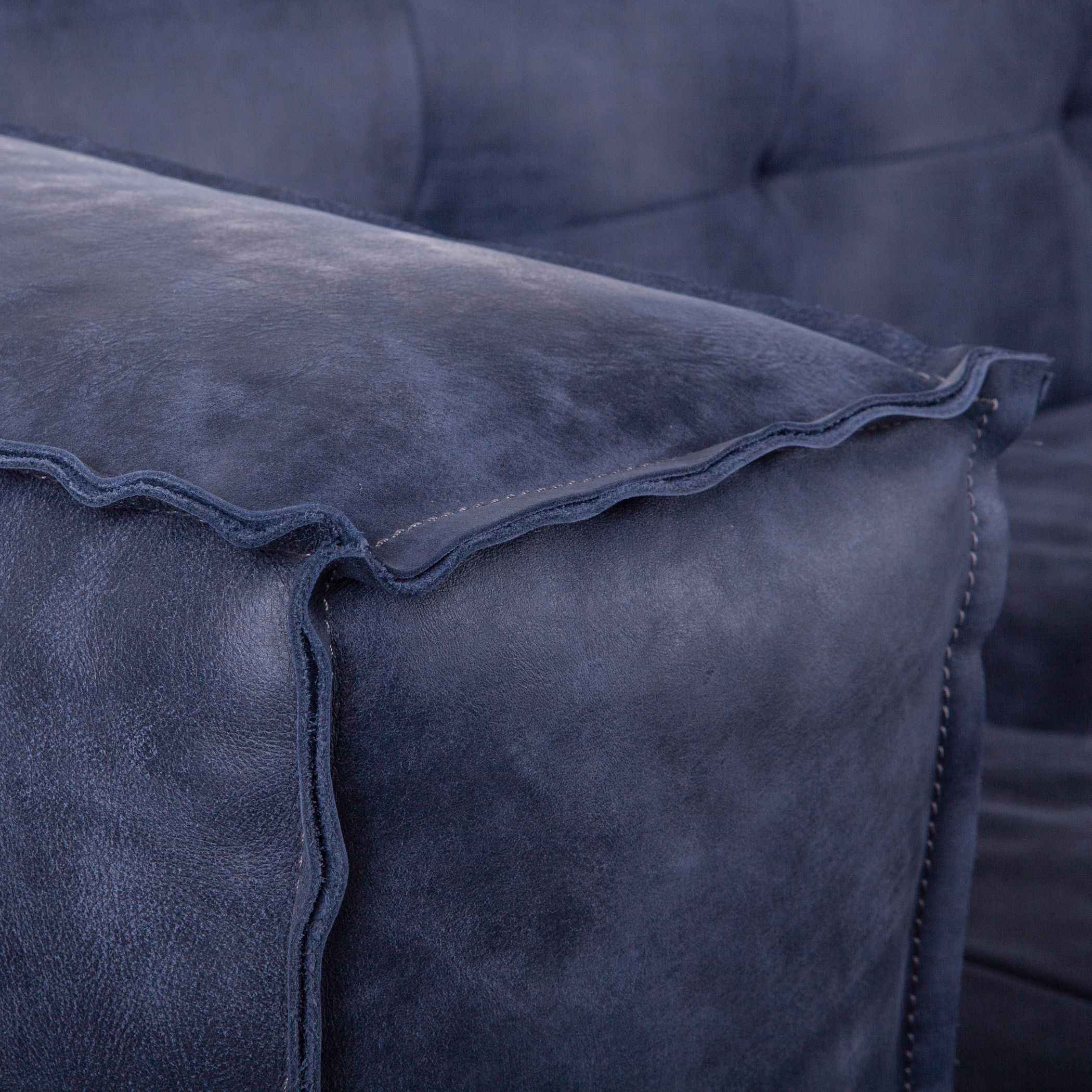Milano 106" Sofa in Italian Blue Top Grain Leather - Image 6