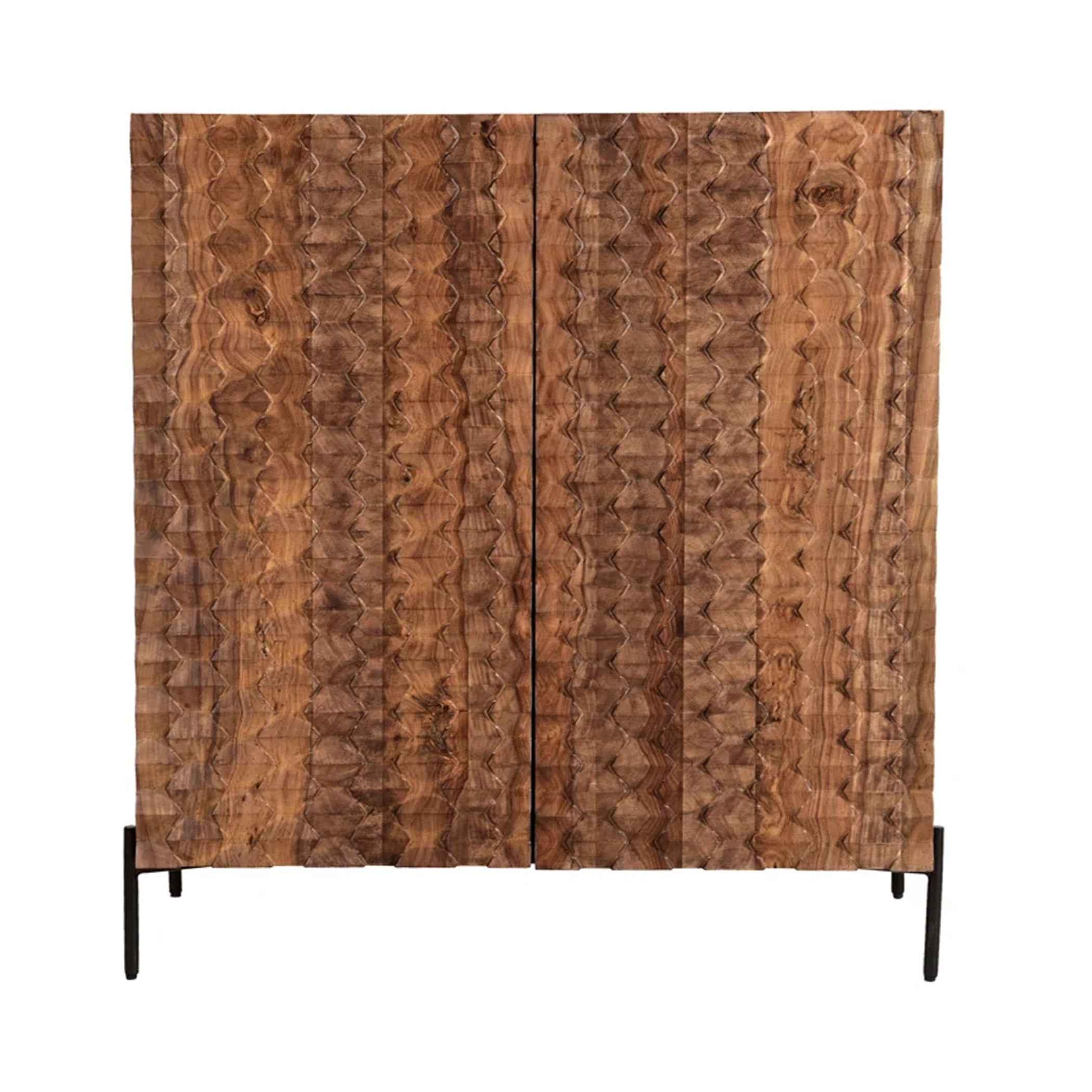 Miles 39" Bar Cabinet in Carved Brownstone - Image 5