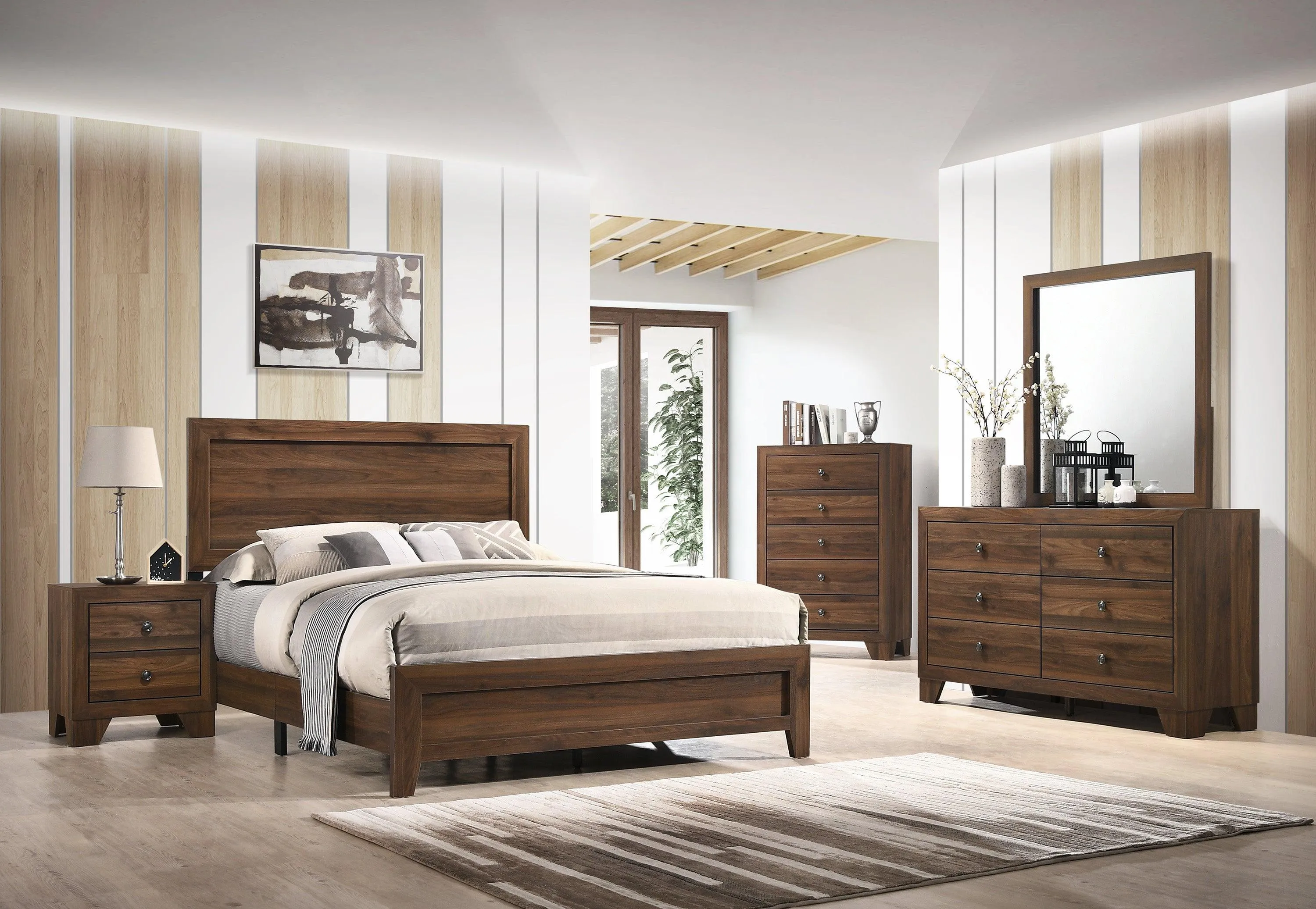 Millie Cherry Brown Full Panel Bed - Image 3