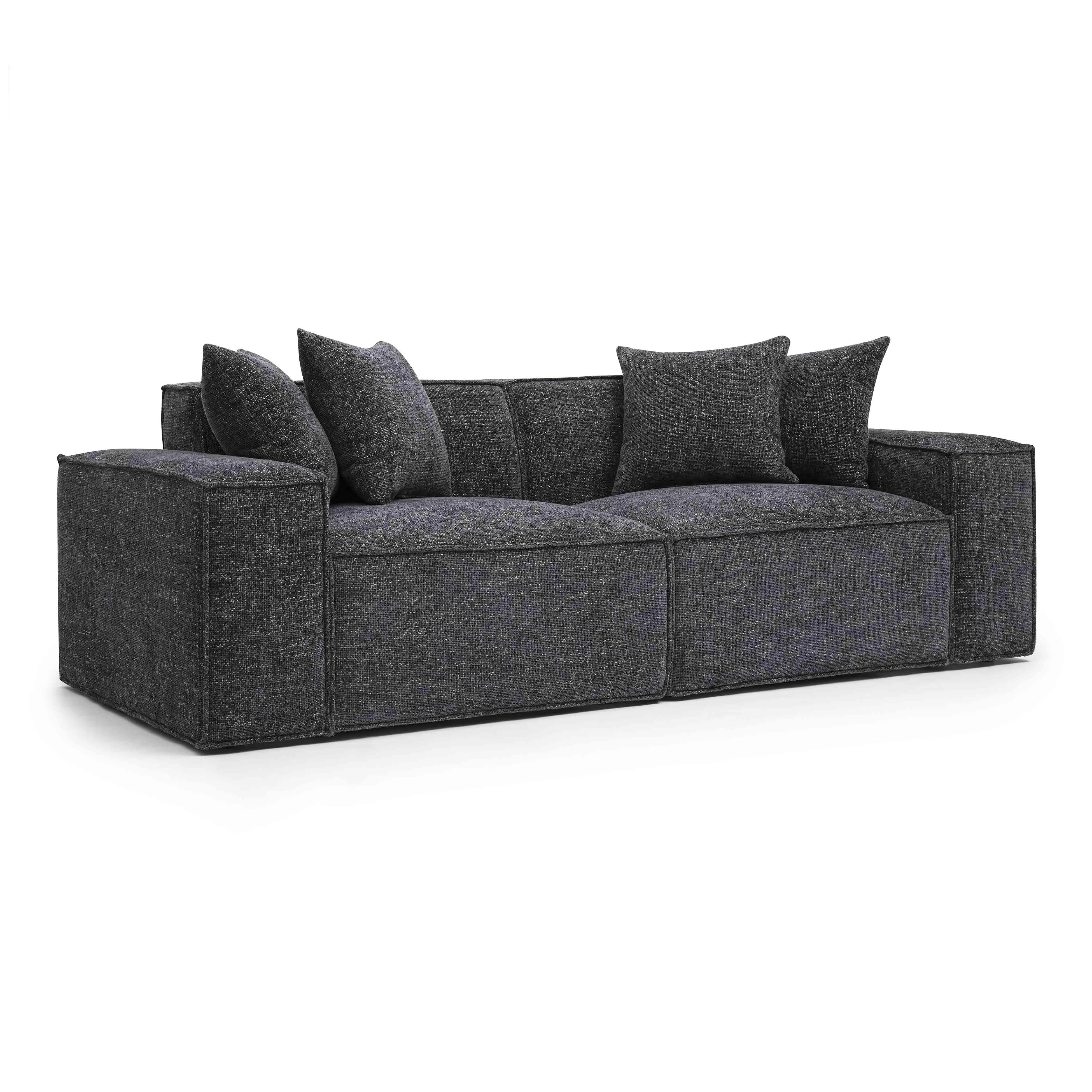 Mindy 84" Chenille Basketweave Modular Loveseat - Image 7
