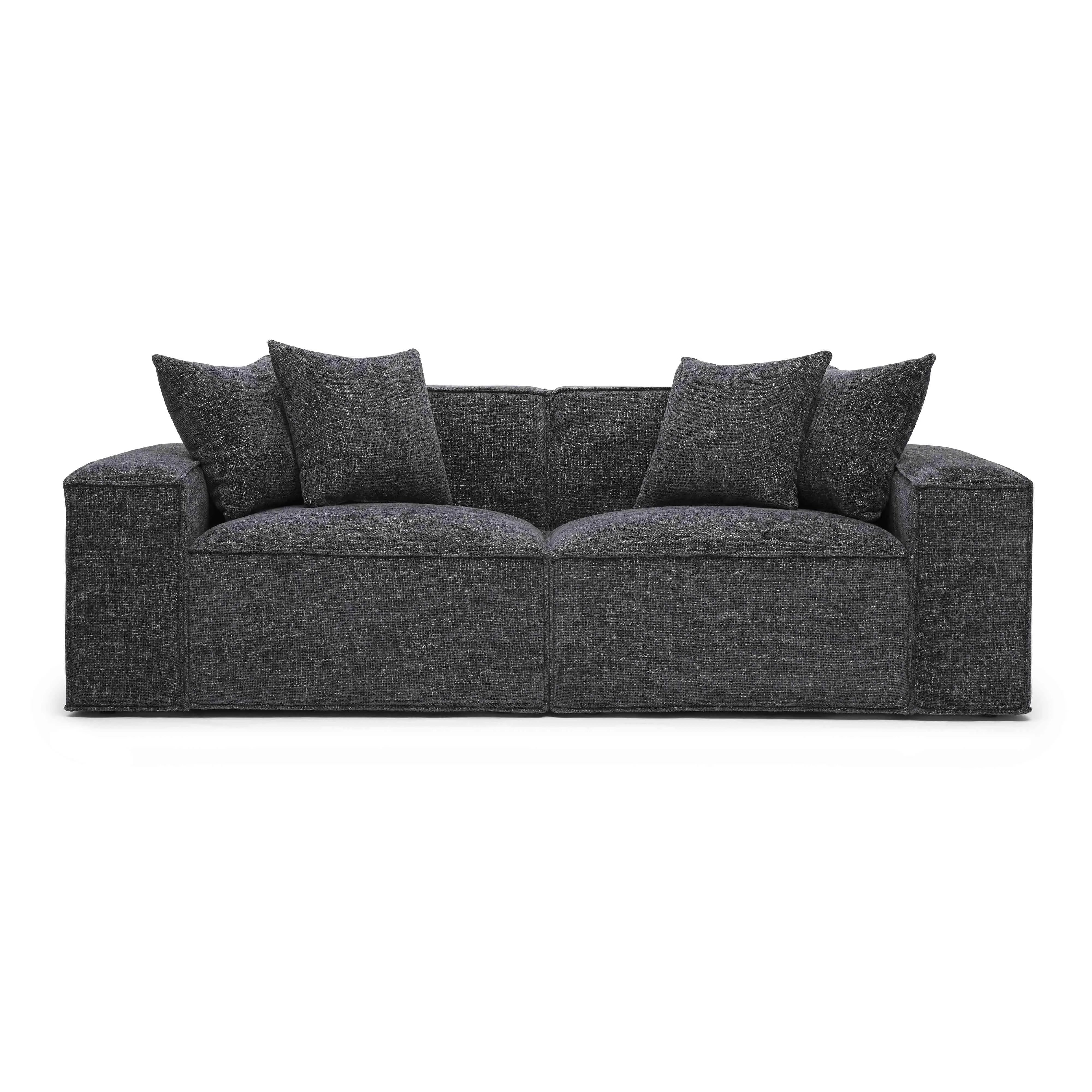 Mindy Chenille Basketweave Modular Loveseat - Image 11