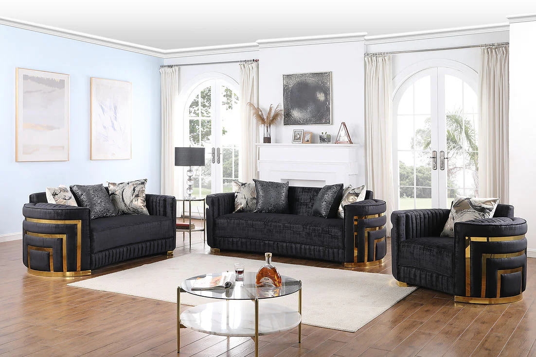 Minerva Black Living Room Set