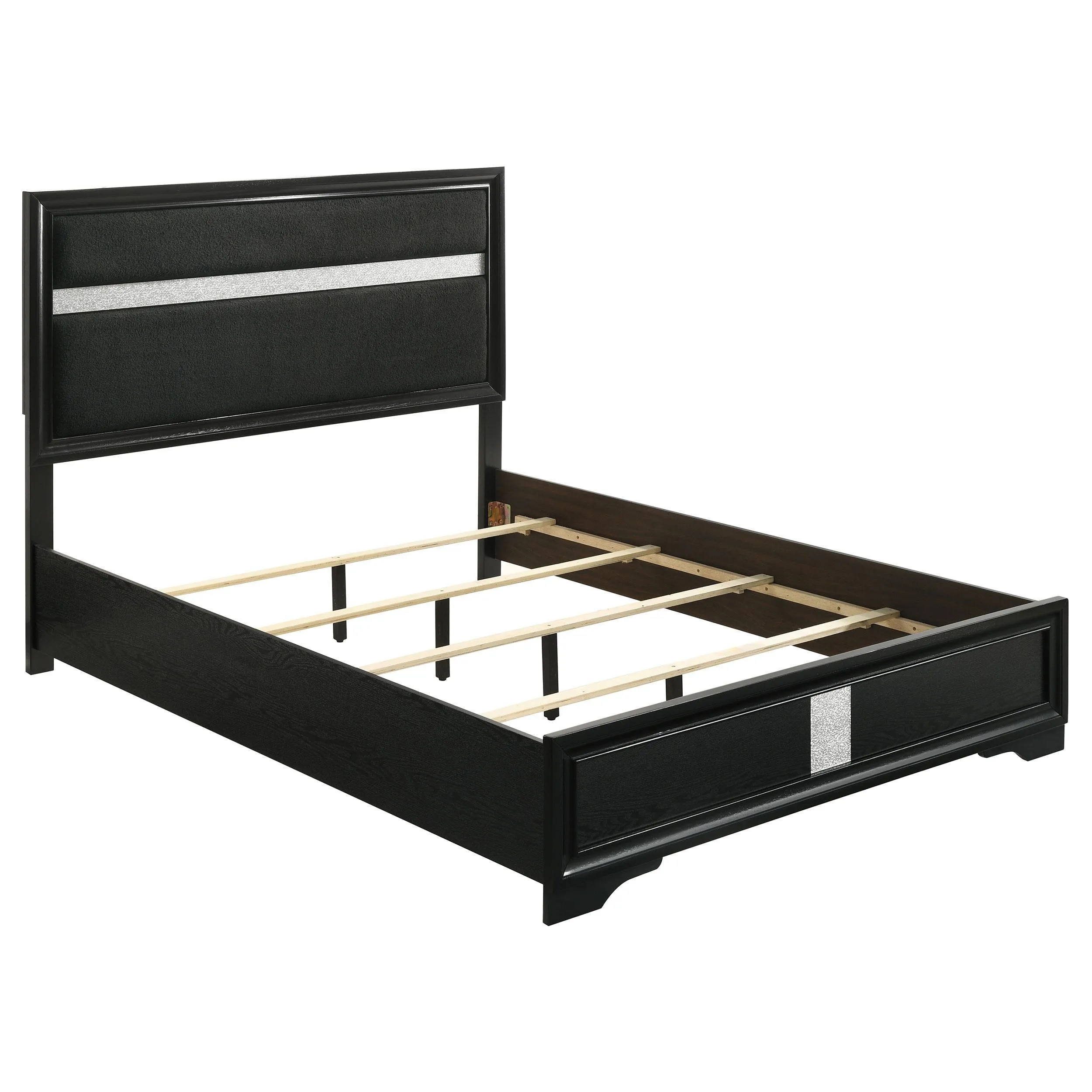 Miranda Black 55-inch Upholstered Queen Panel Bed - Image 4