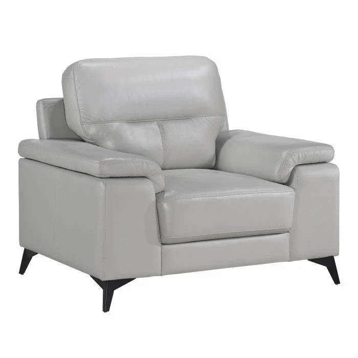 Mischa Silver Grain Top Grain Leather Living Room Set - Image 8