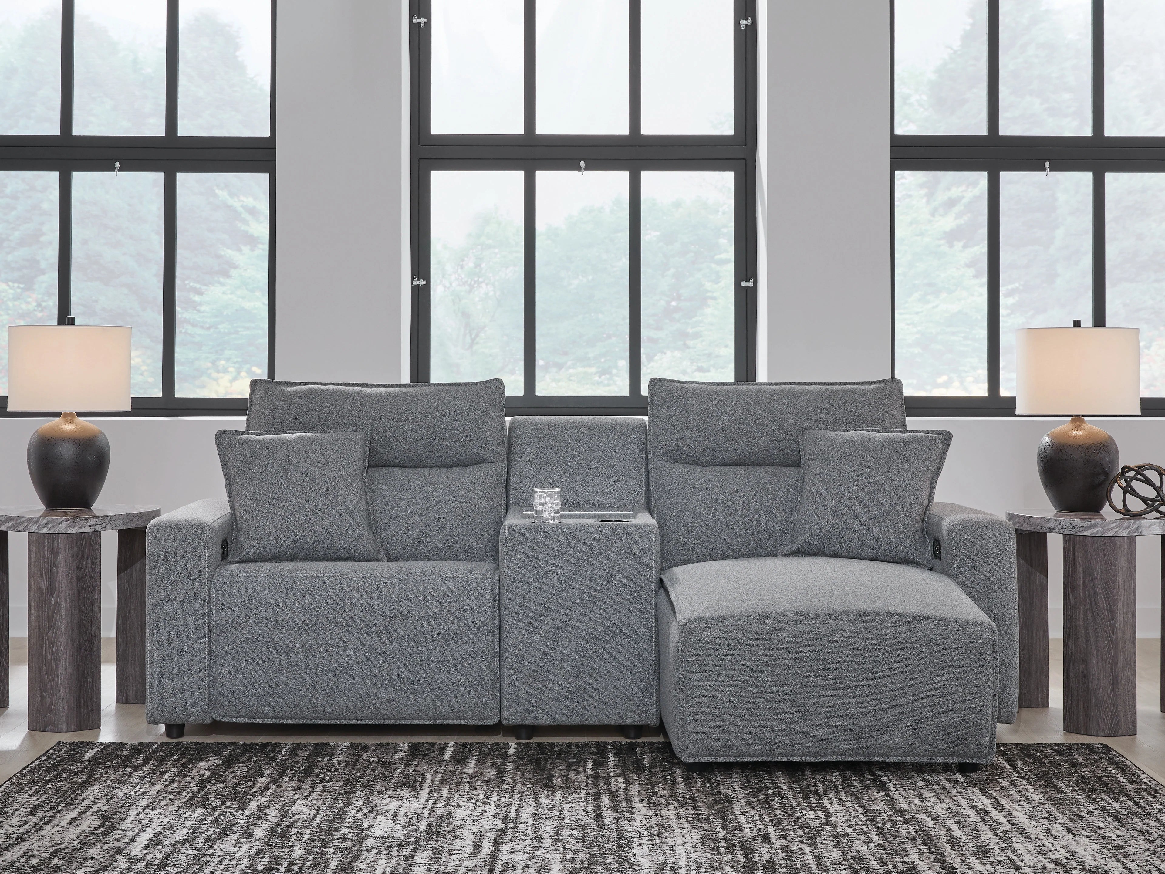 Modmax II Salt and Pepper 3-Piece Power Reclining Sectional with RAF Chaise - Image 2