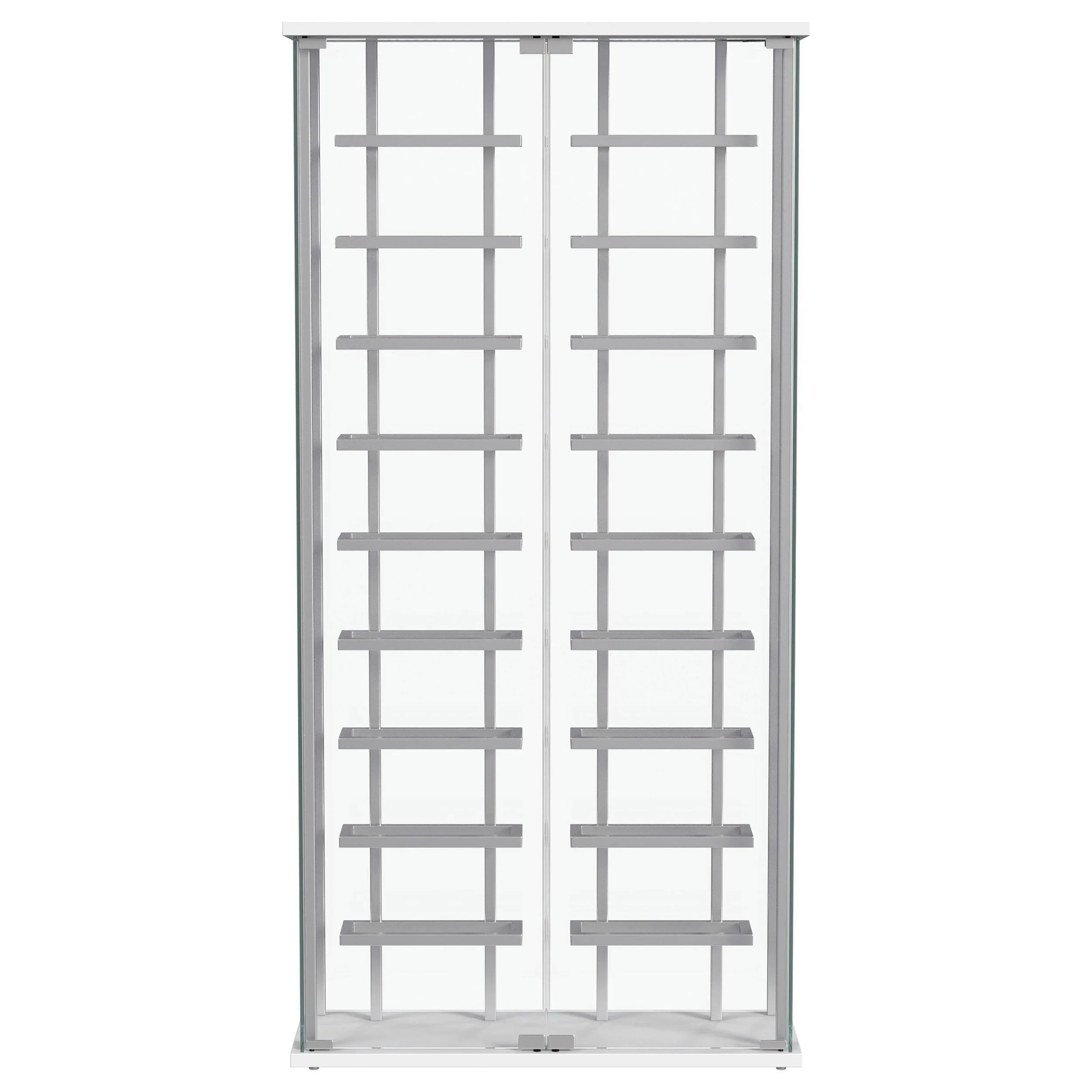 Montara Chrome Tempered Glass Wine Storage Display Curio Cabinet with LED Lighting - Image 11