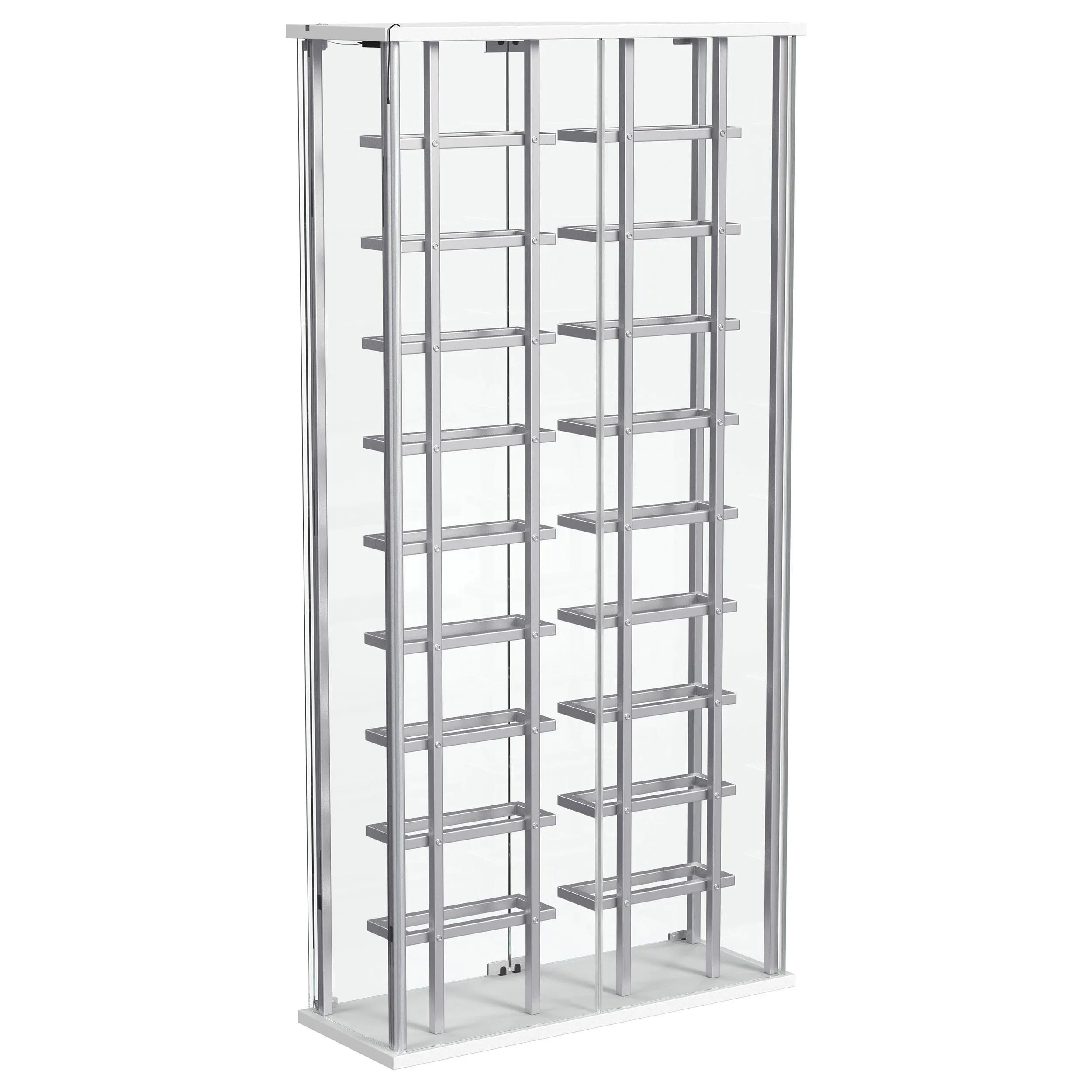 Montara Chrome Tempered Glass Wine Storage Display Curio Cabinet with LED Lighting - Image 12