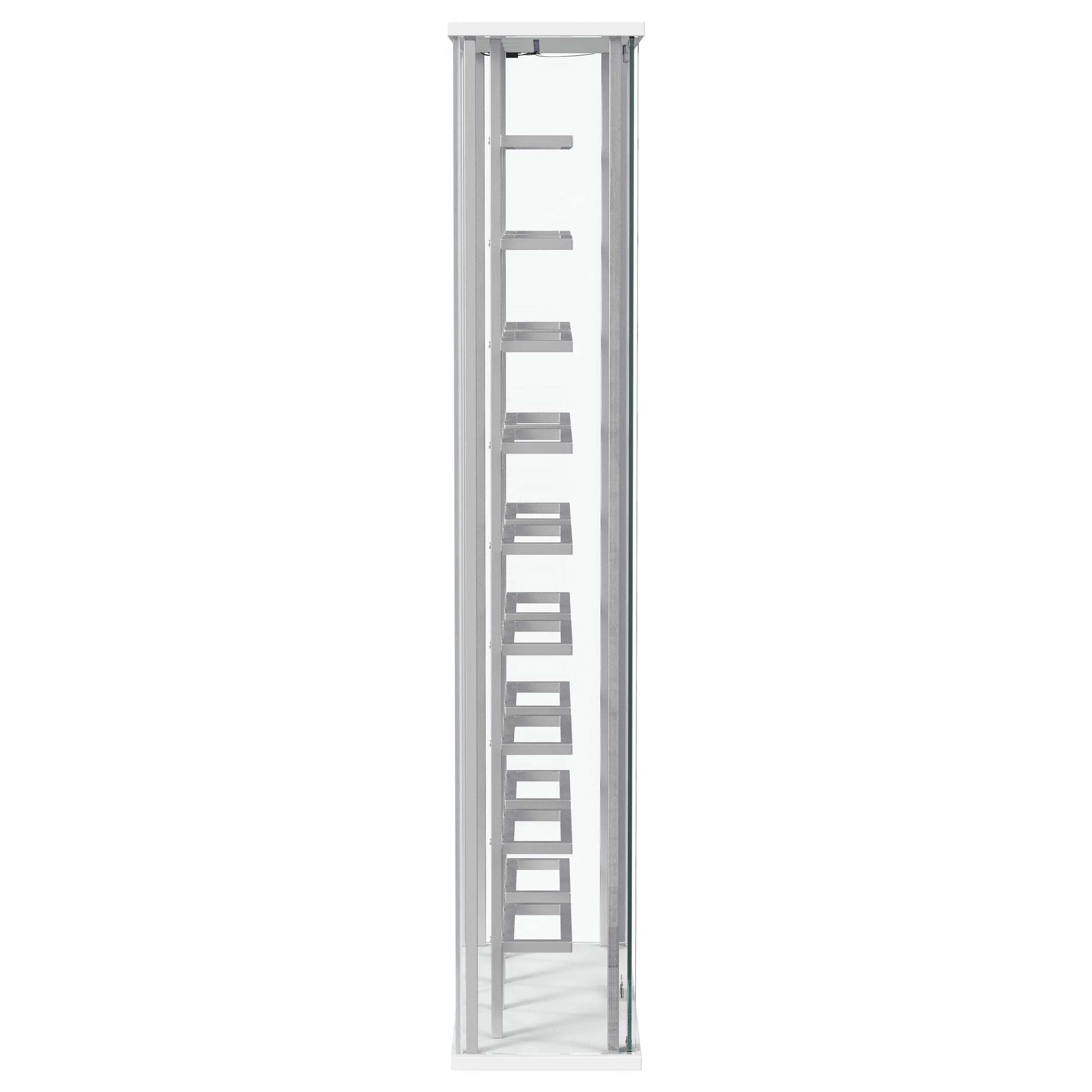 Montara Chrome Tempered Glass Wine Storage Display Curio Cabinet with LED Lighting - Image 14