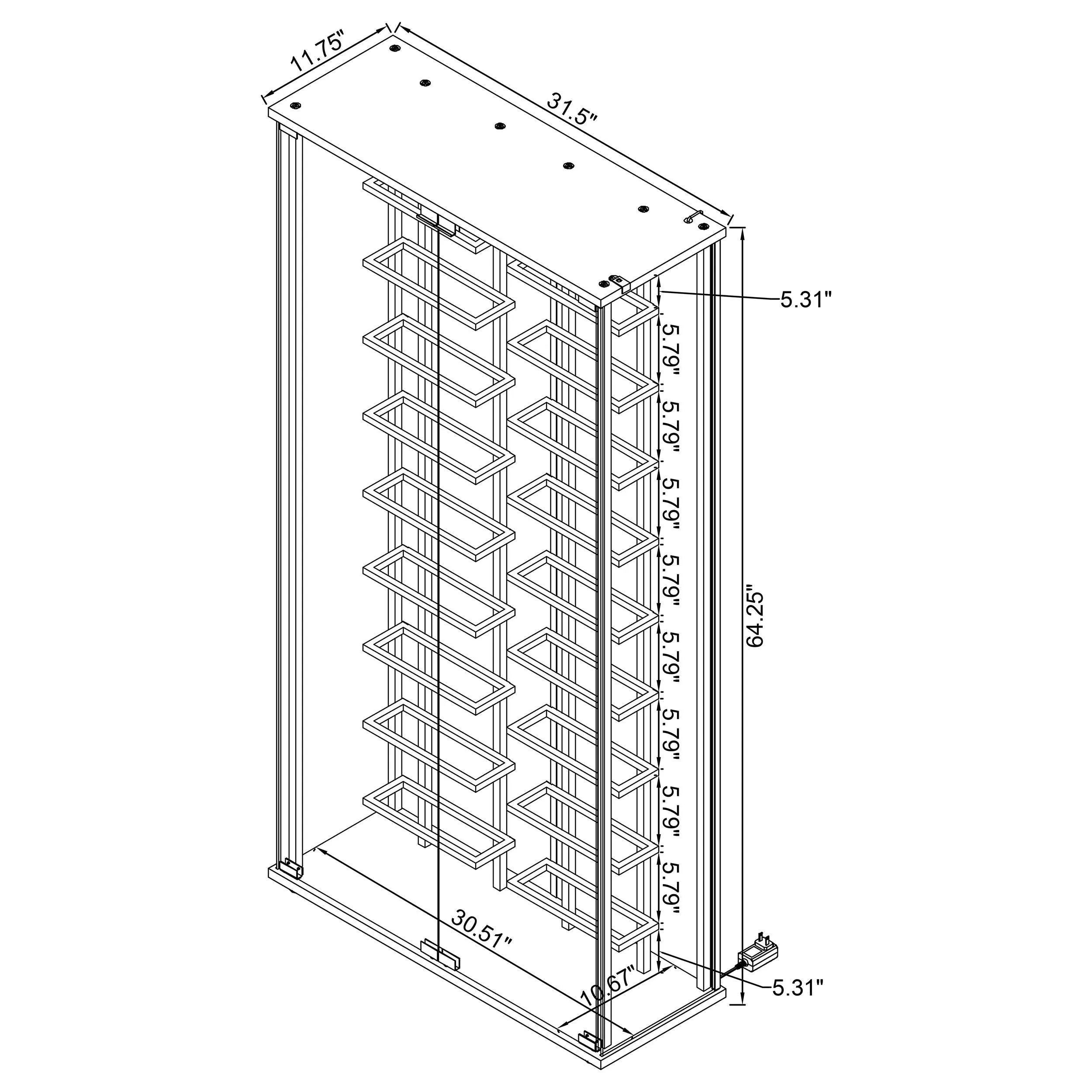Montara Chrome Tempered Glass Wine Storage Display Curio Cabinet with LED Lighting - Image 18