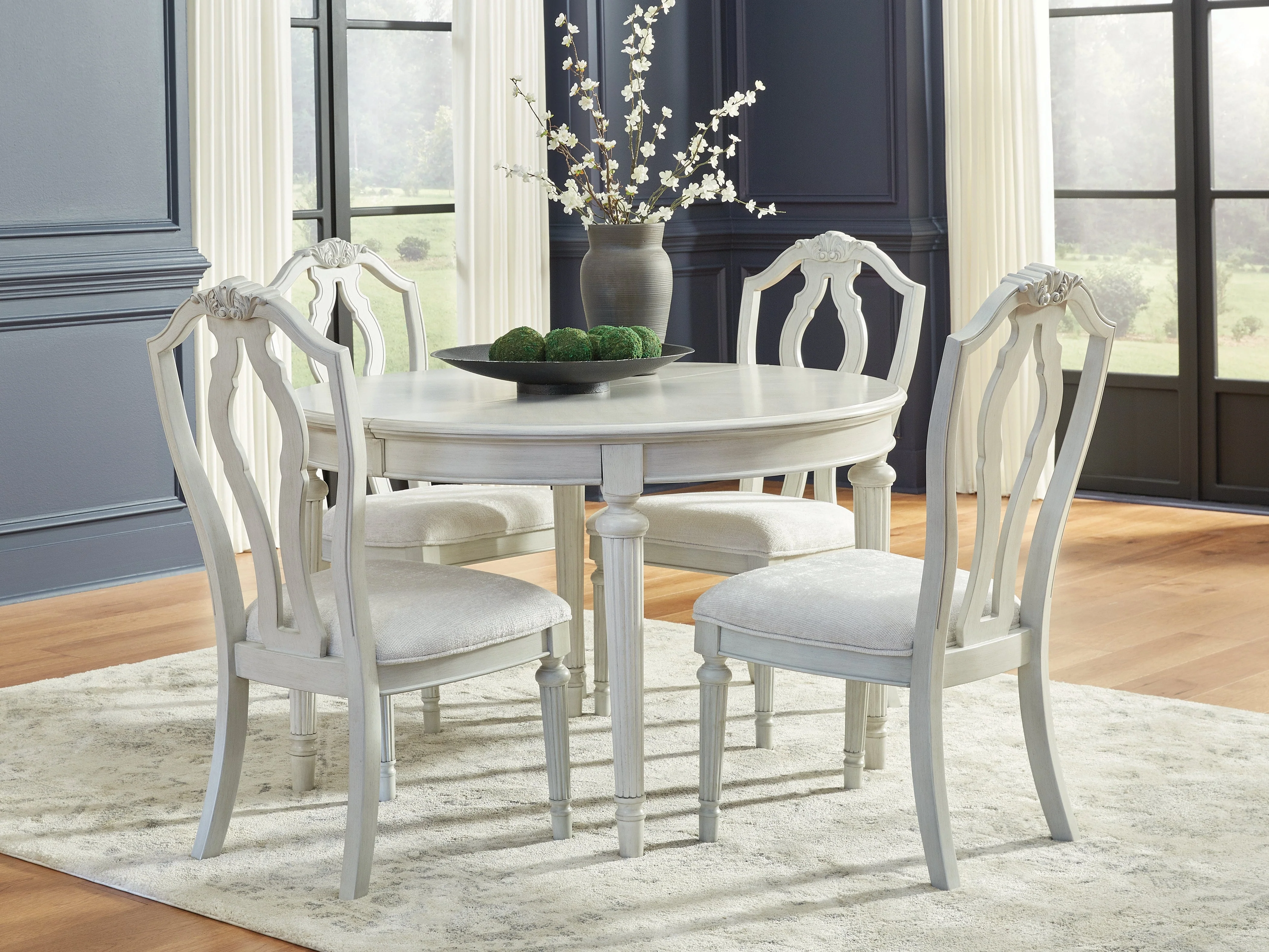 Montelaine Antique White Dining Table and 4 Chairs - Image 4