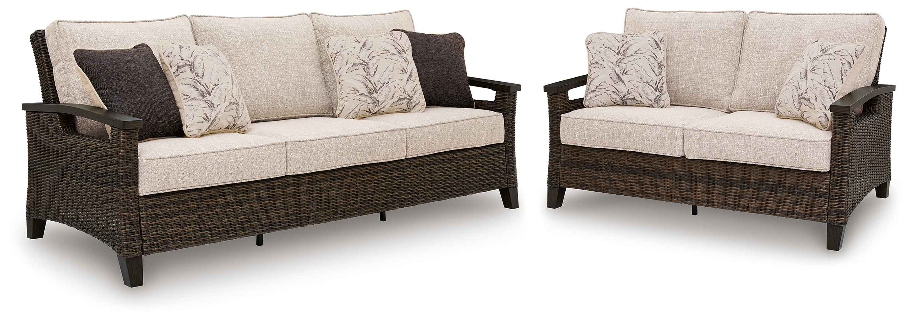 Monterey Point Dark Brown Outdoor Sofa and Loveseat