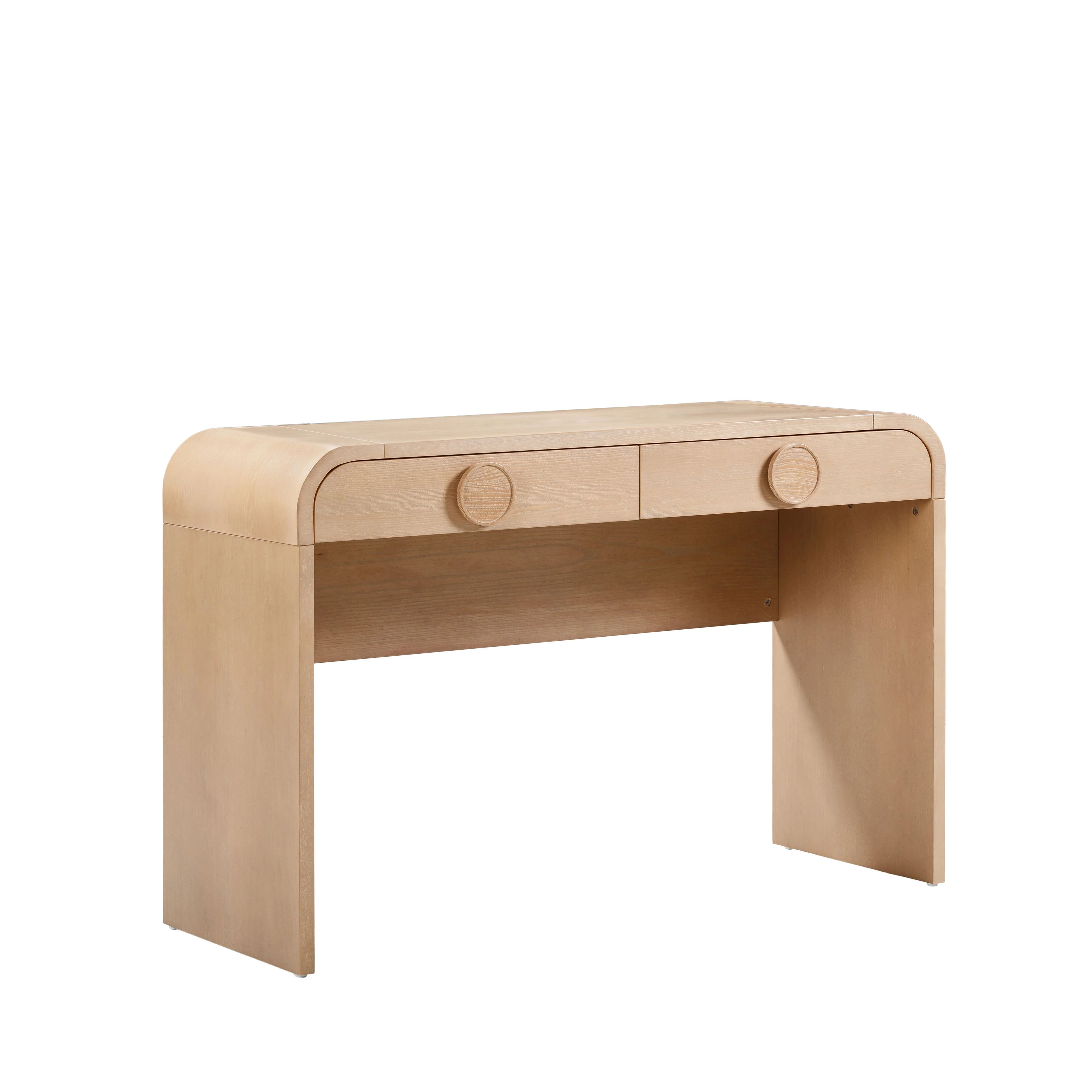 Moonrise Natural Ash 2-Drawer Vanity Desk with Mirror - Image 3