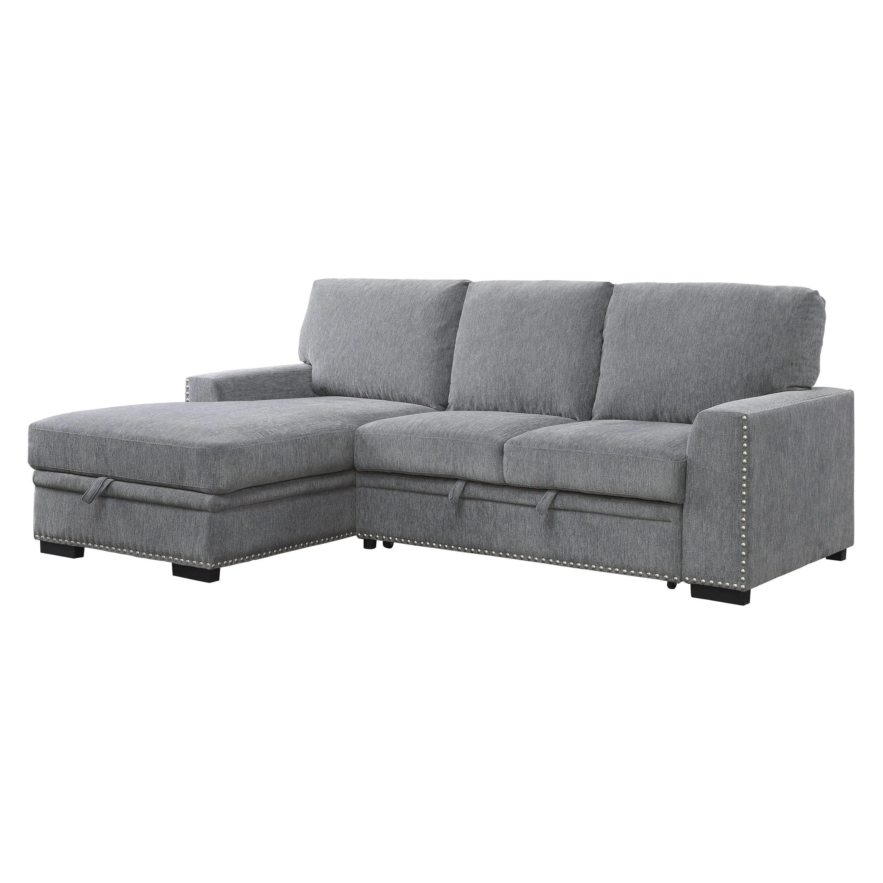 Morelia 2-Piece Sectional with Pull-out Bed and Left Chaise with Hidden Storage In Gray - Image 4