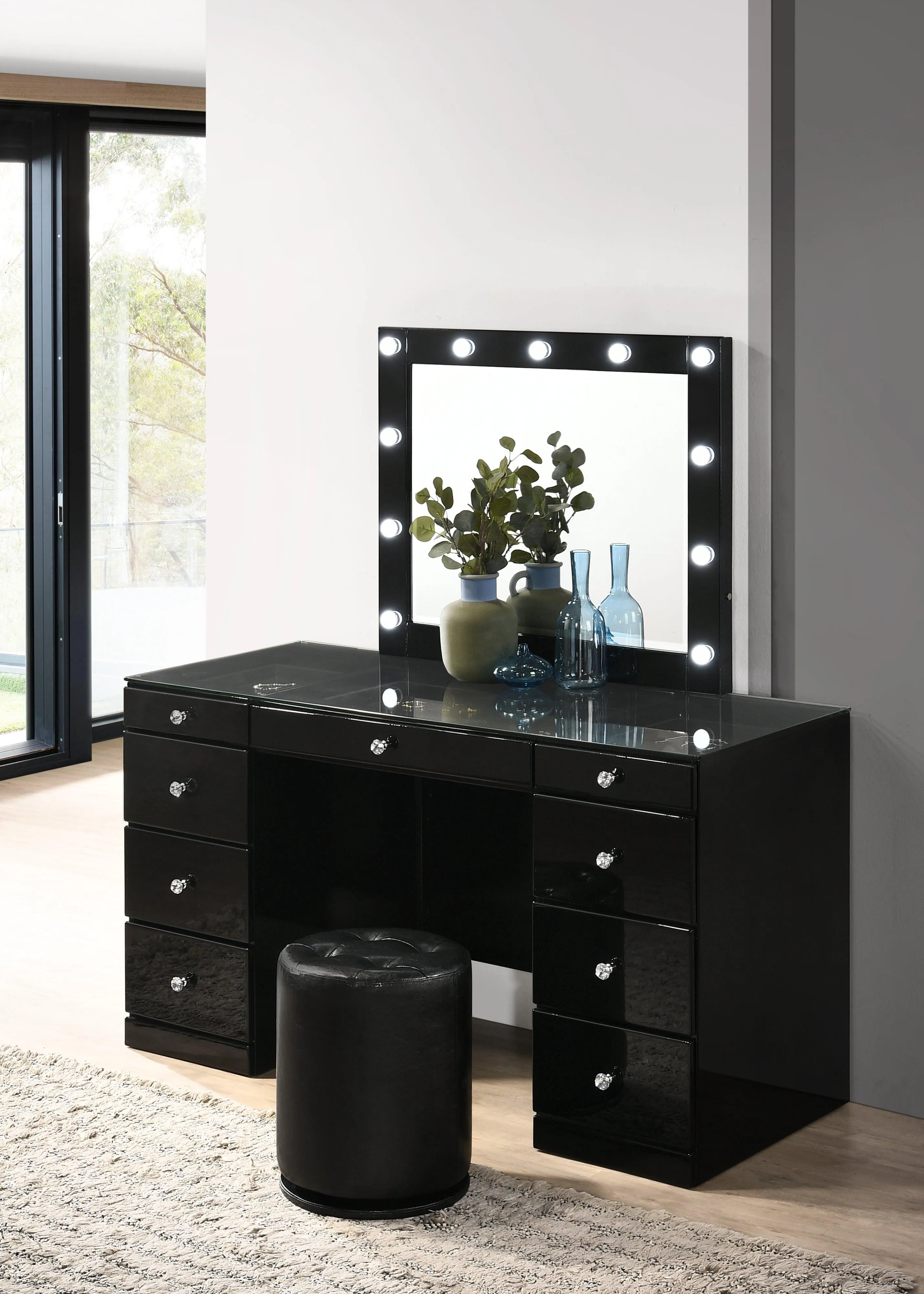 Morgan Black Round Swivel Stool - Image 2