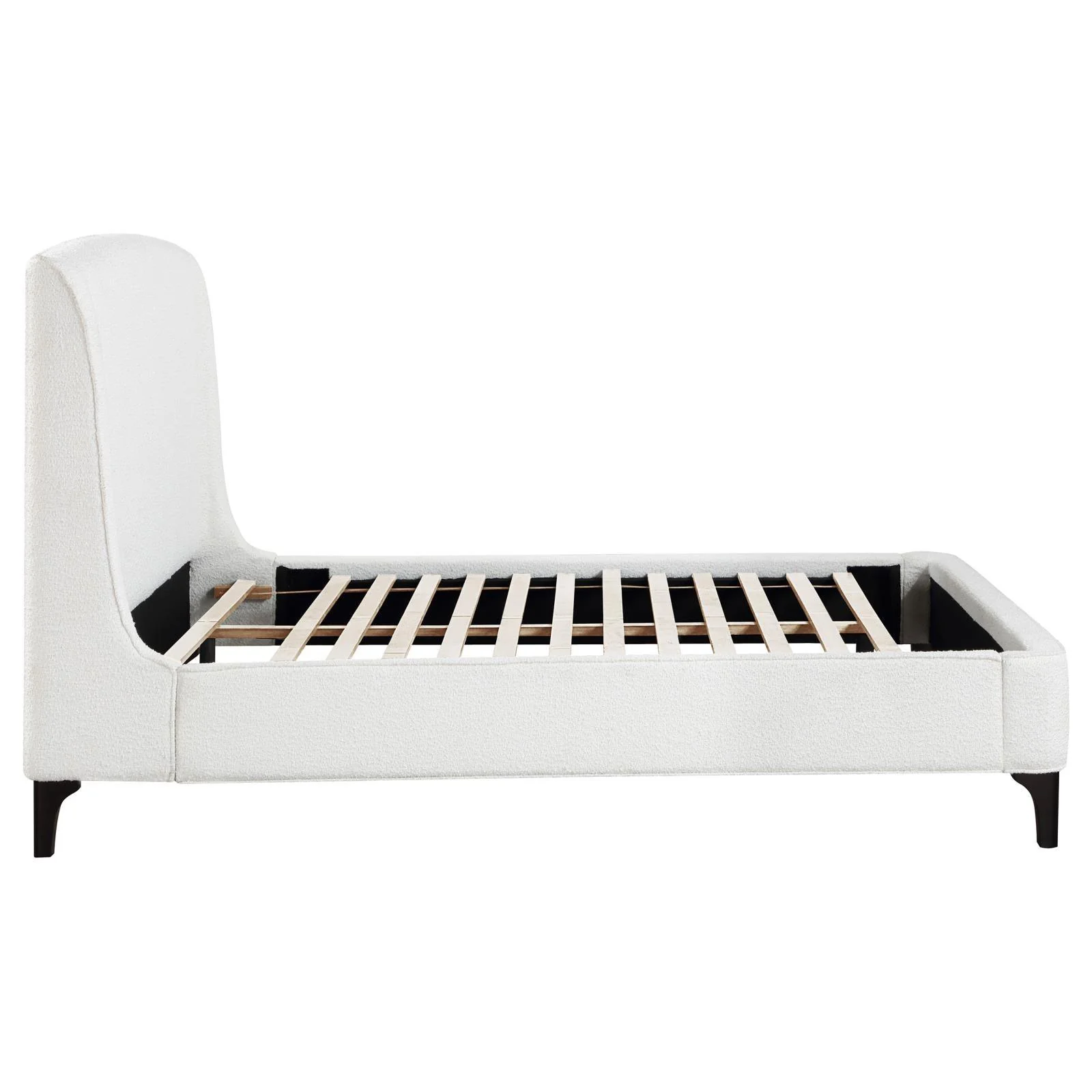 Mosby White Upholstered Curved Headboard Eastern King Platform Bed - Image 10