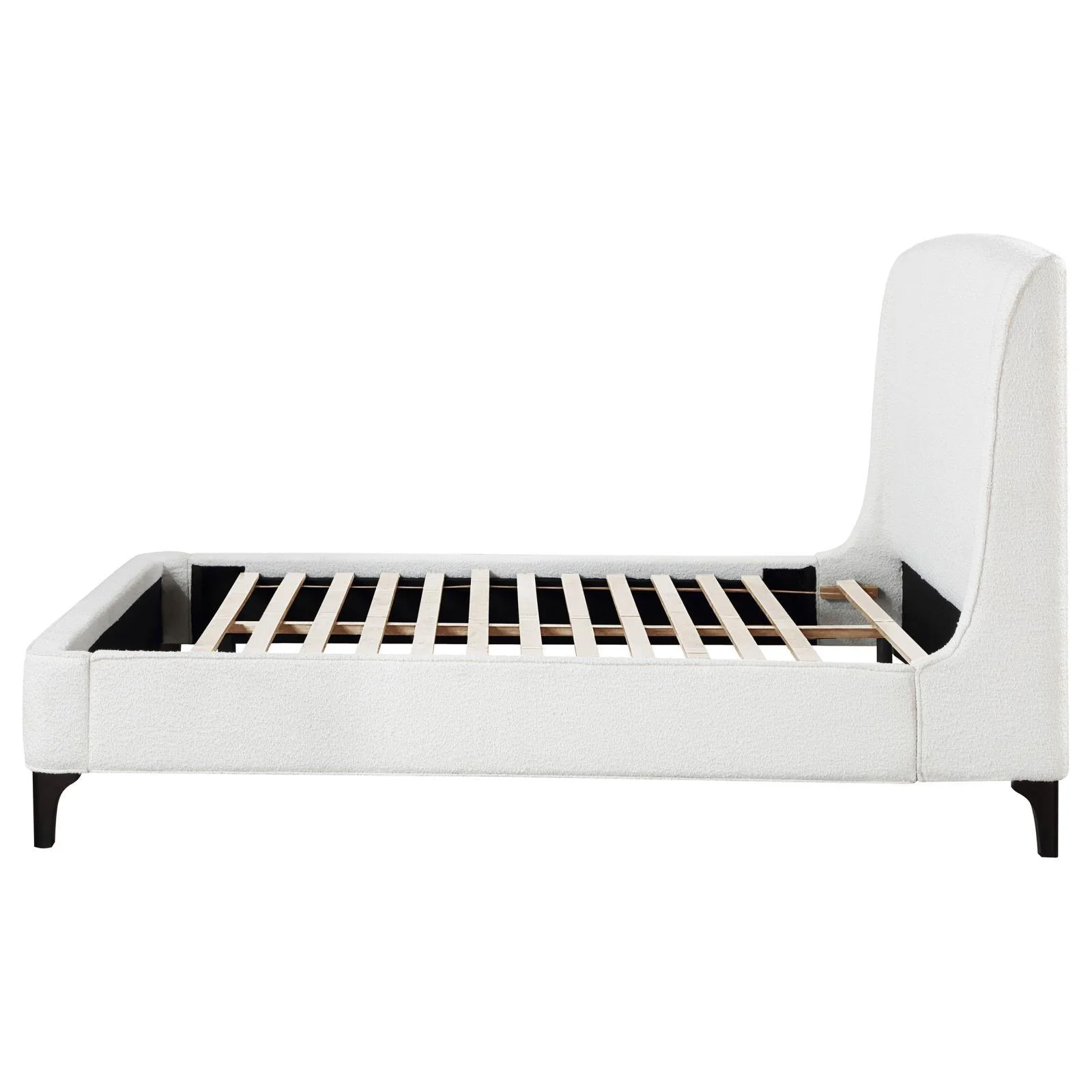 Mosby White Upholstered Curved Headboard Eastern King Platform Bed - Image 6