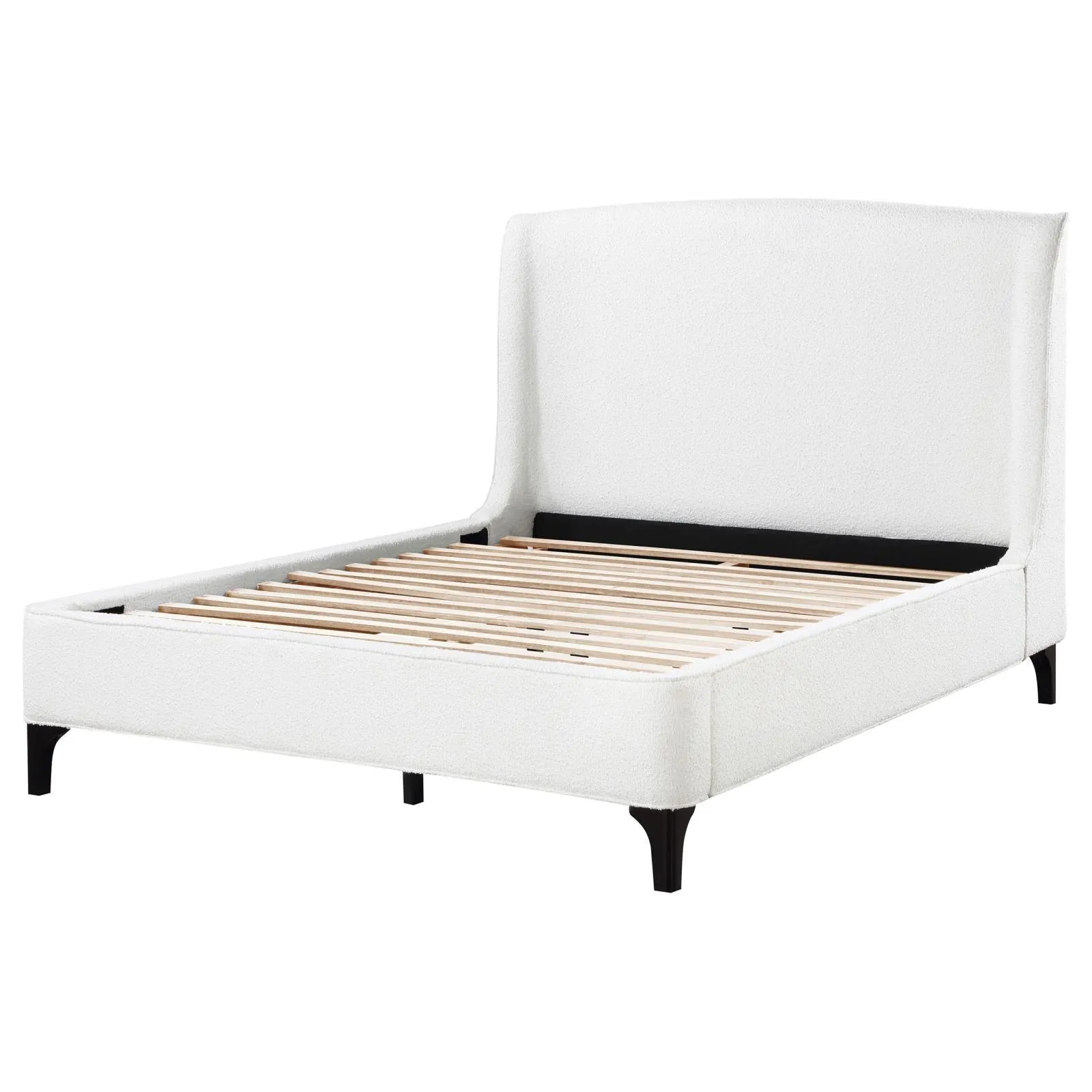 Mosby White Upholstered Curved Headboard Queen Platform Bed - Image 4