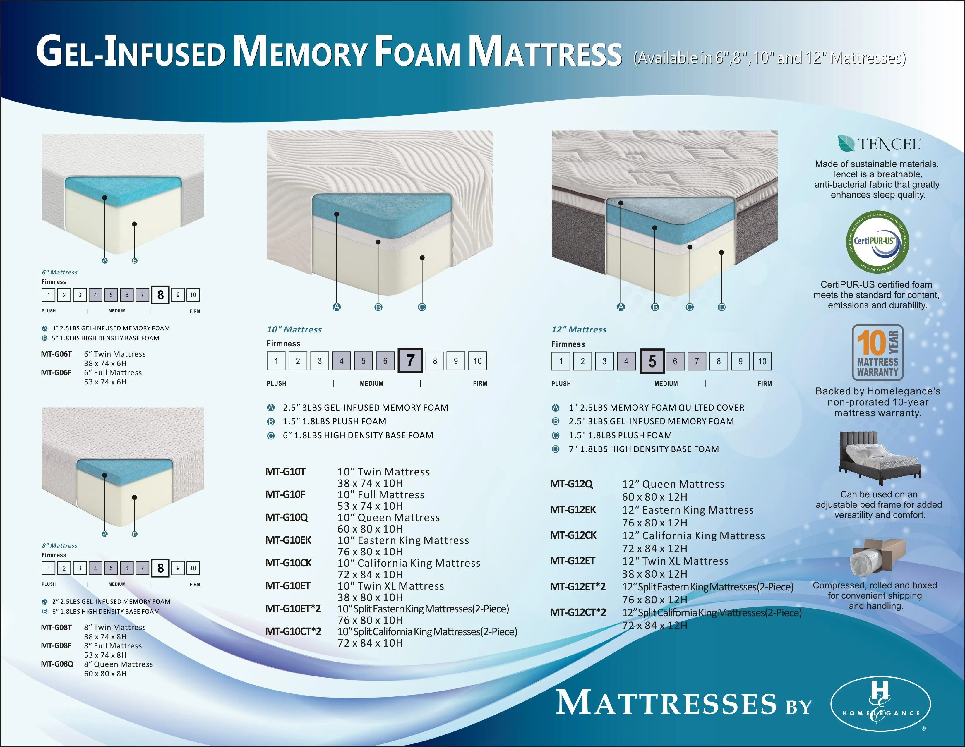 MT-G10T 10" Twin Gel-Infused Memory Foam Mattress - Image 7