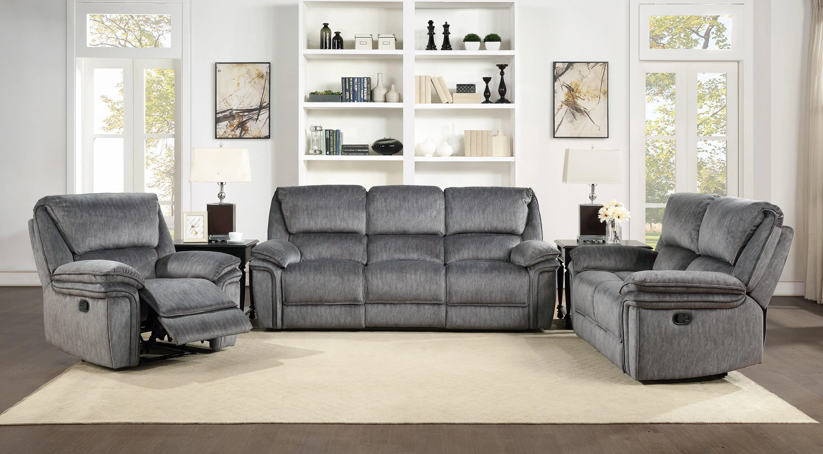 Muirfield Gray Double Reclining Loveseat - Image 6