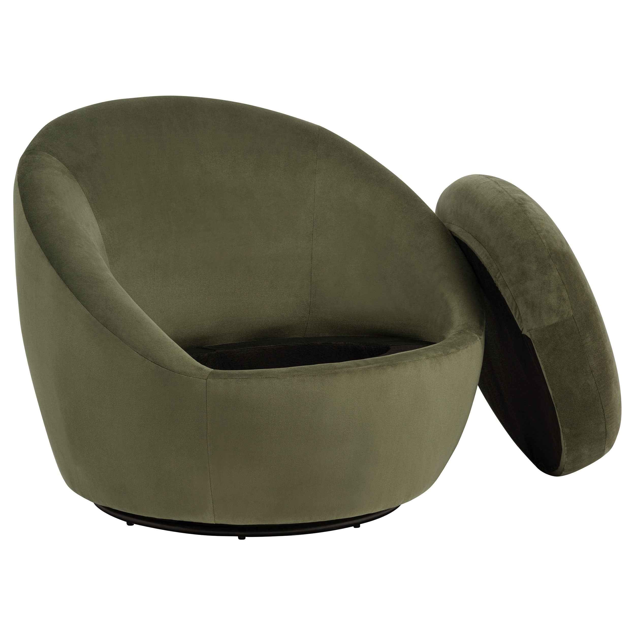 Myernick Olive Velvet Upholstered Swivel Accent Chair - Image 2