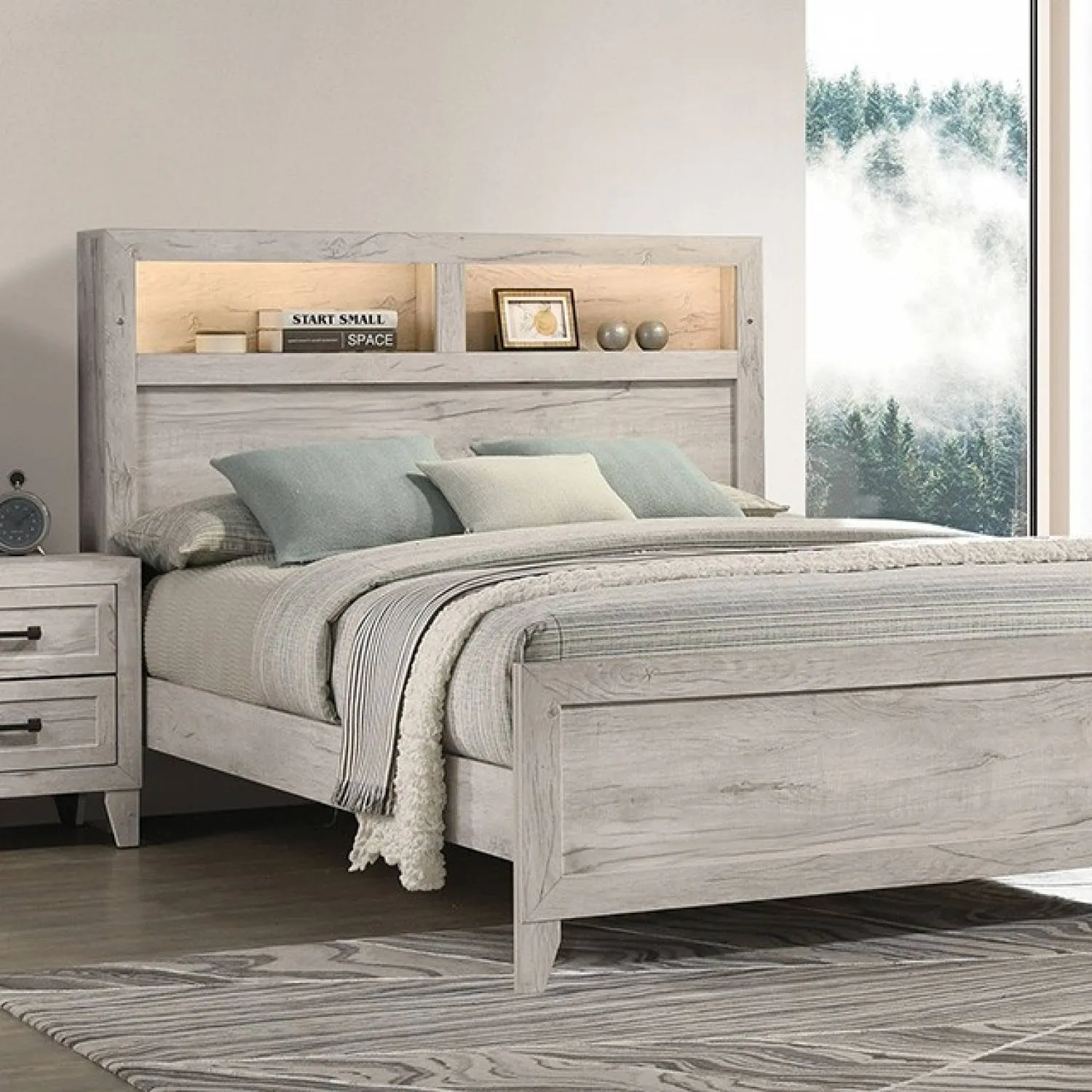Mysen White Wash Full Bed