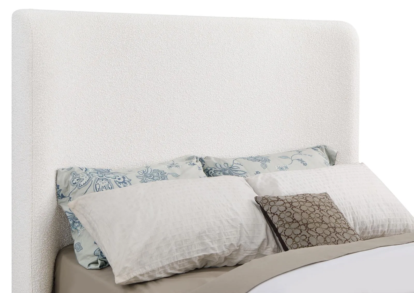 Nala Cream Upholstered Eastern King Wingback Platform Sleigh Bed - Image 5