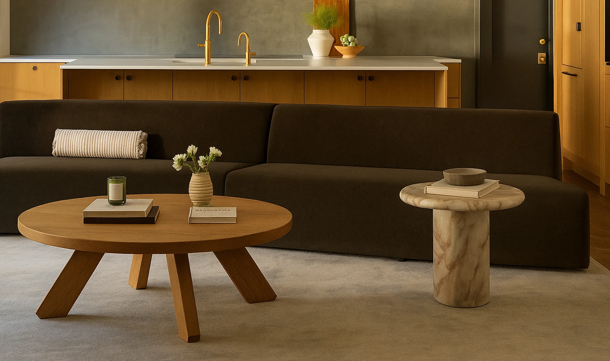 Naomi Concave Sofa Dark Brown - Image 3