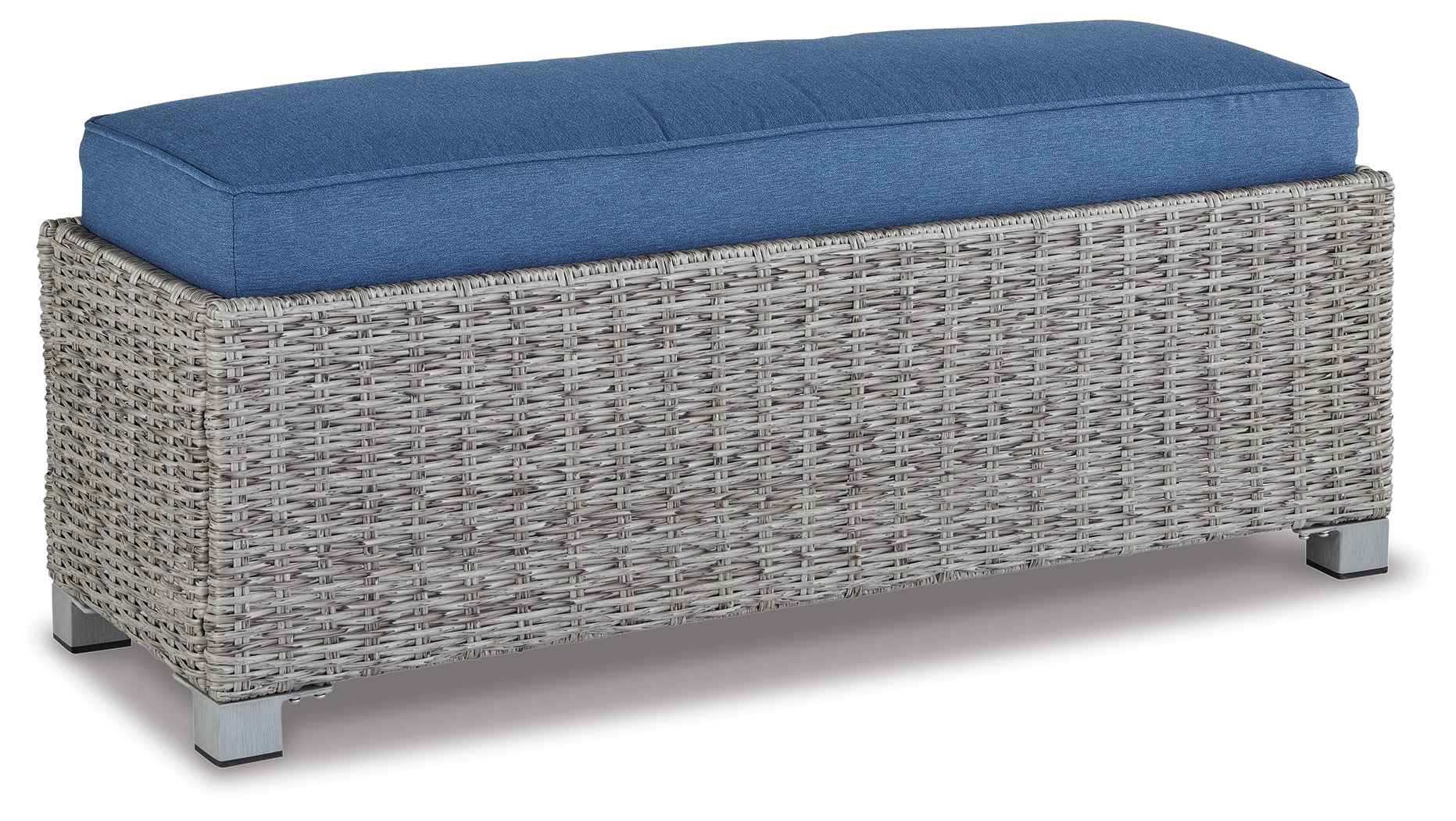 Naples Beach Light Gray Outdoor Bench with Cushion - Image 2