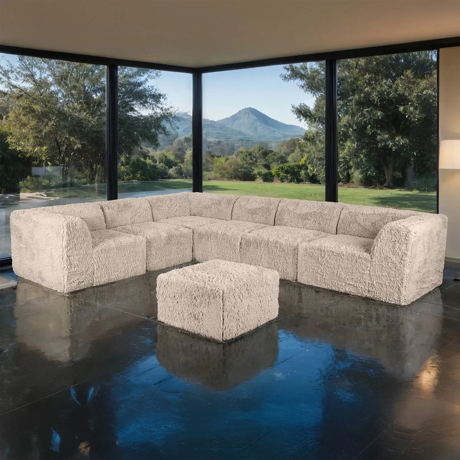 Nappi Taupe Compressed Foam Sectional w/ Ottoman
