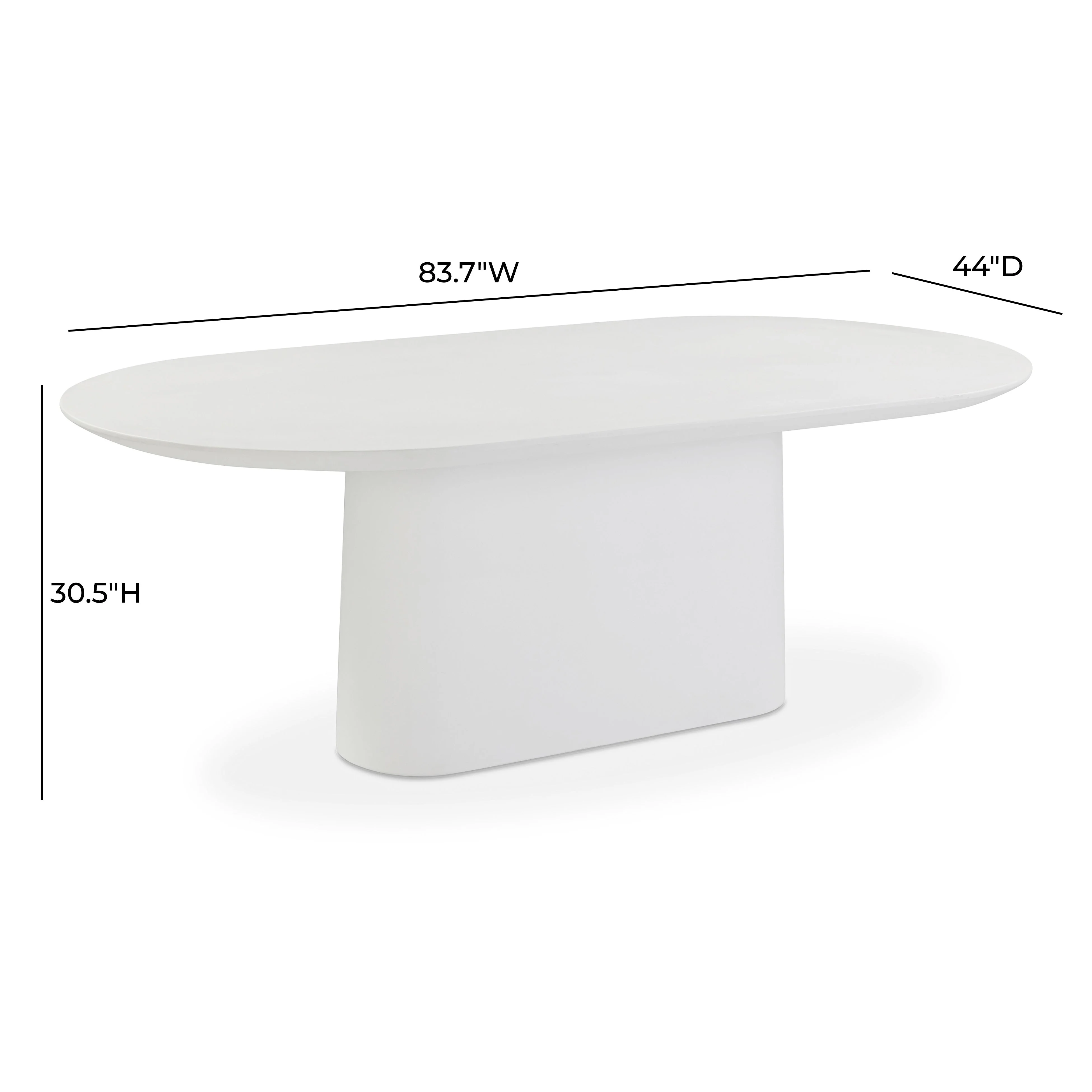 Nara 84" Pure White Indoor/Outdoor Concrete Dining Table - Image 5