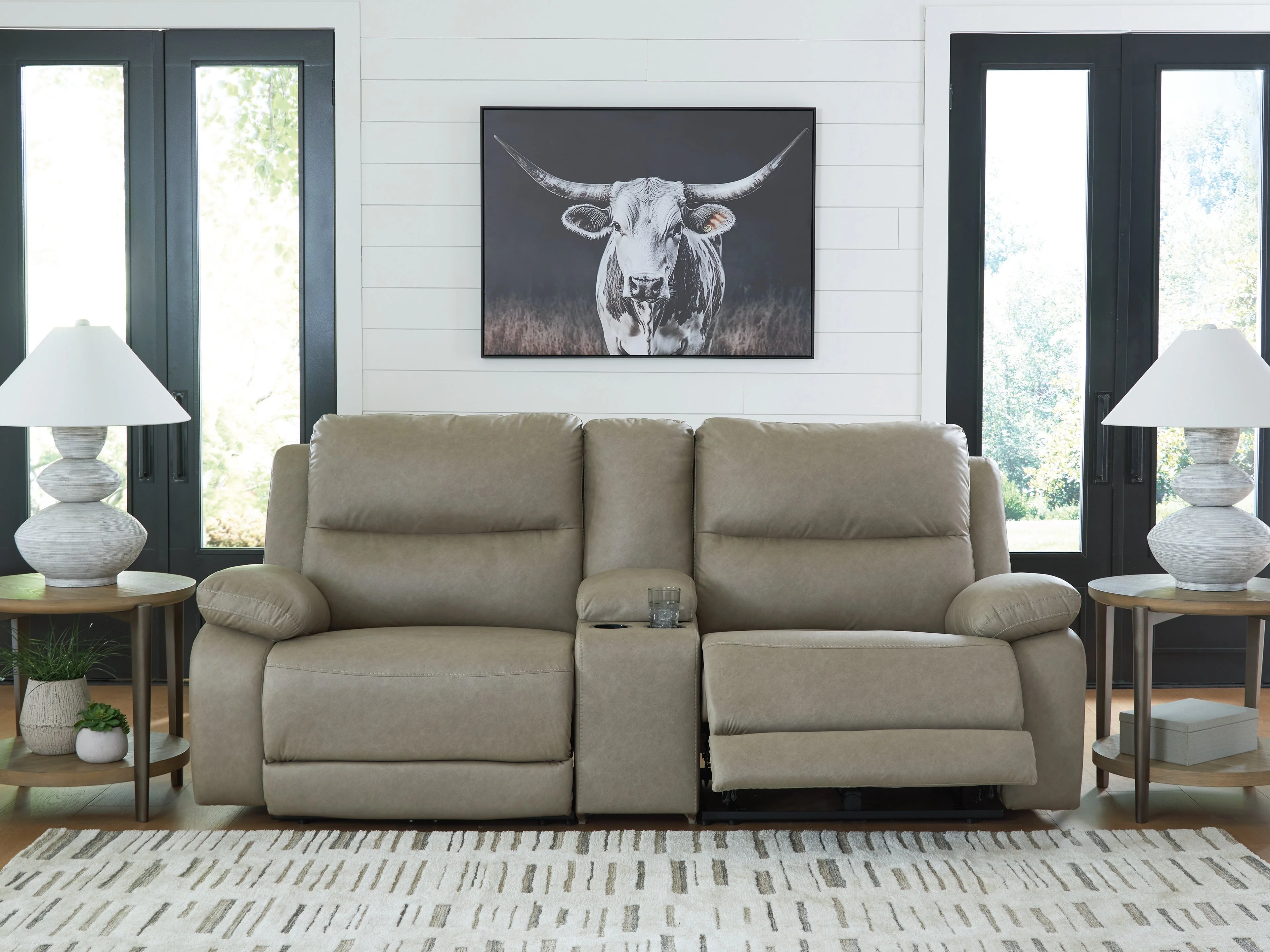 Narwhal Place Pebble 3-Piece Power Reclining Modular Loveseat with Console - Image 2
