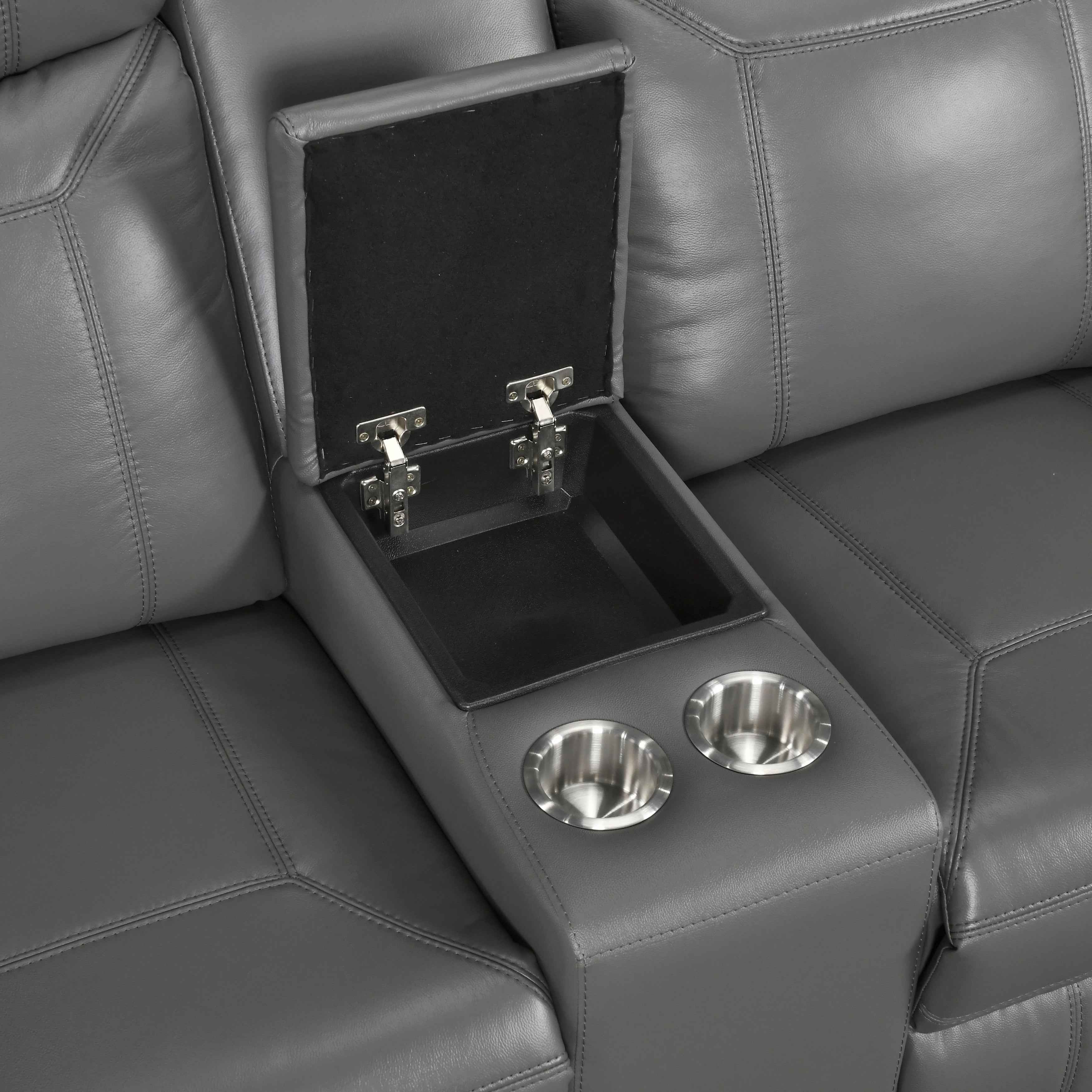 Nest Dark Gray Double Reclining Loveseat with Center Console - Image 5