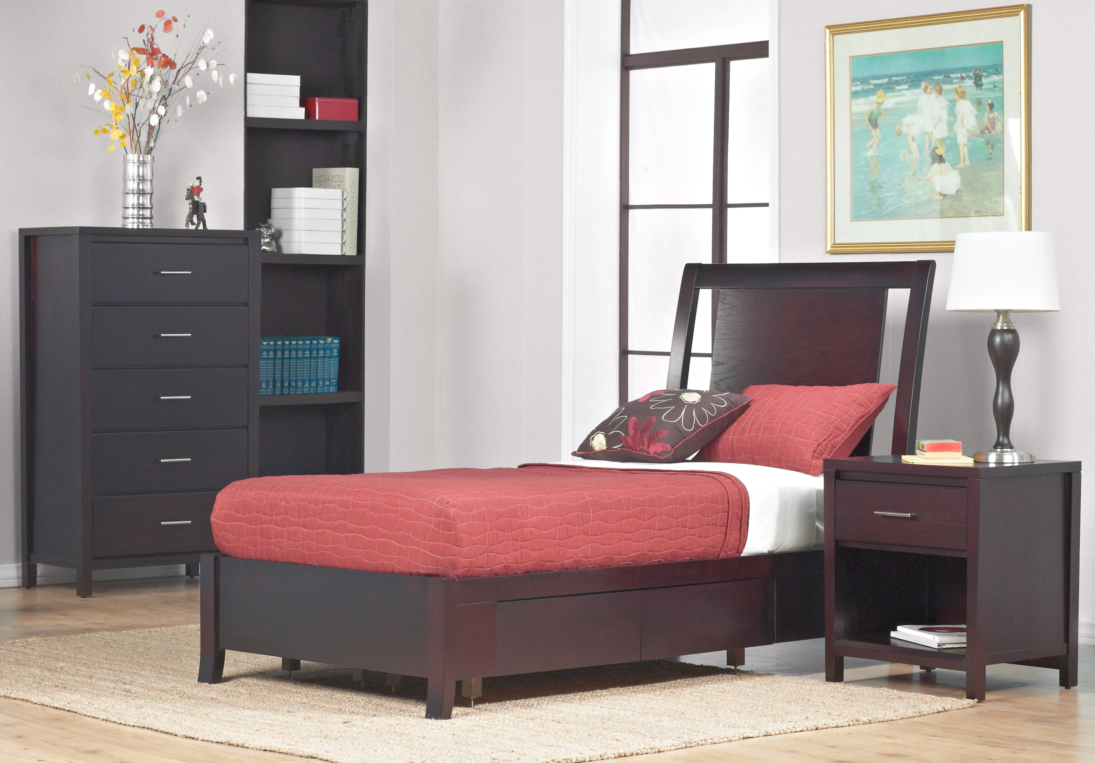 Nevis Twin Low Profile Storage Bed in Espresso - Image 4